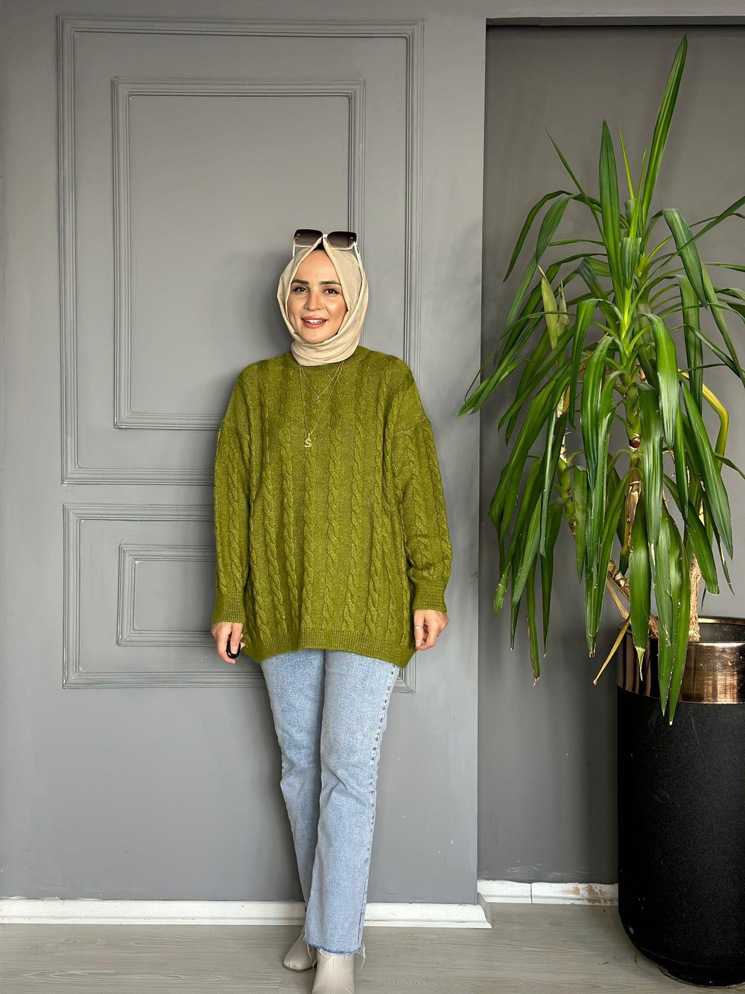 50590 YUMOŞ ÖRGÜ KAZAK YAĞ YEŞİL