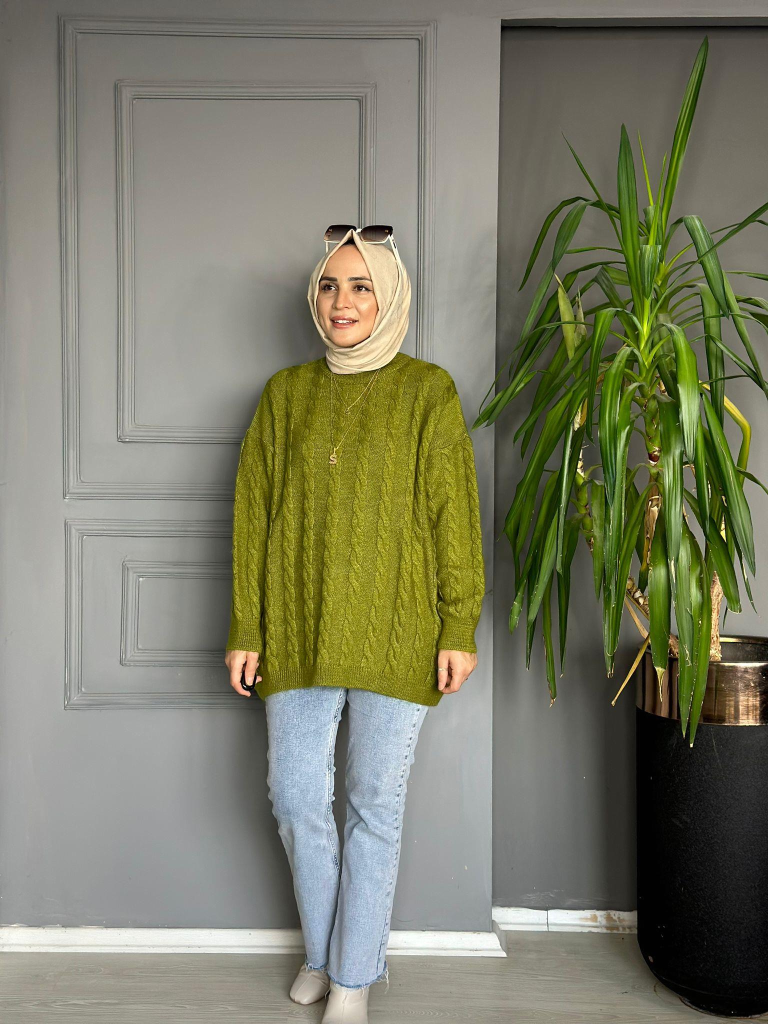 50590 YUMOŞ ÖRGÜ KAZAK YAĞ YEŞİL