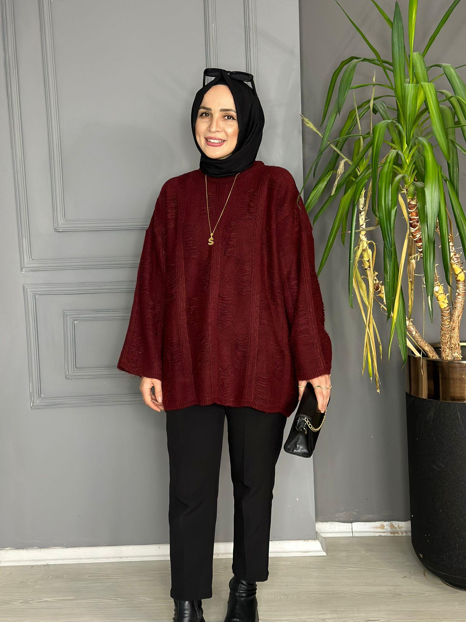 50698 YIRTIK MODEL KAZAK BORDO