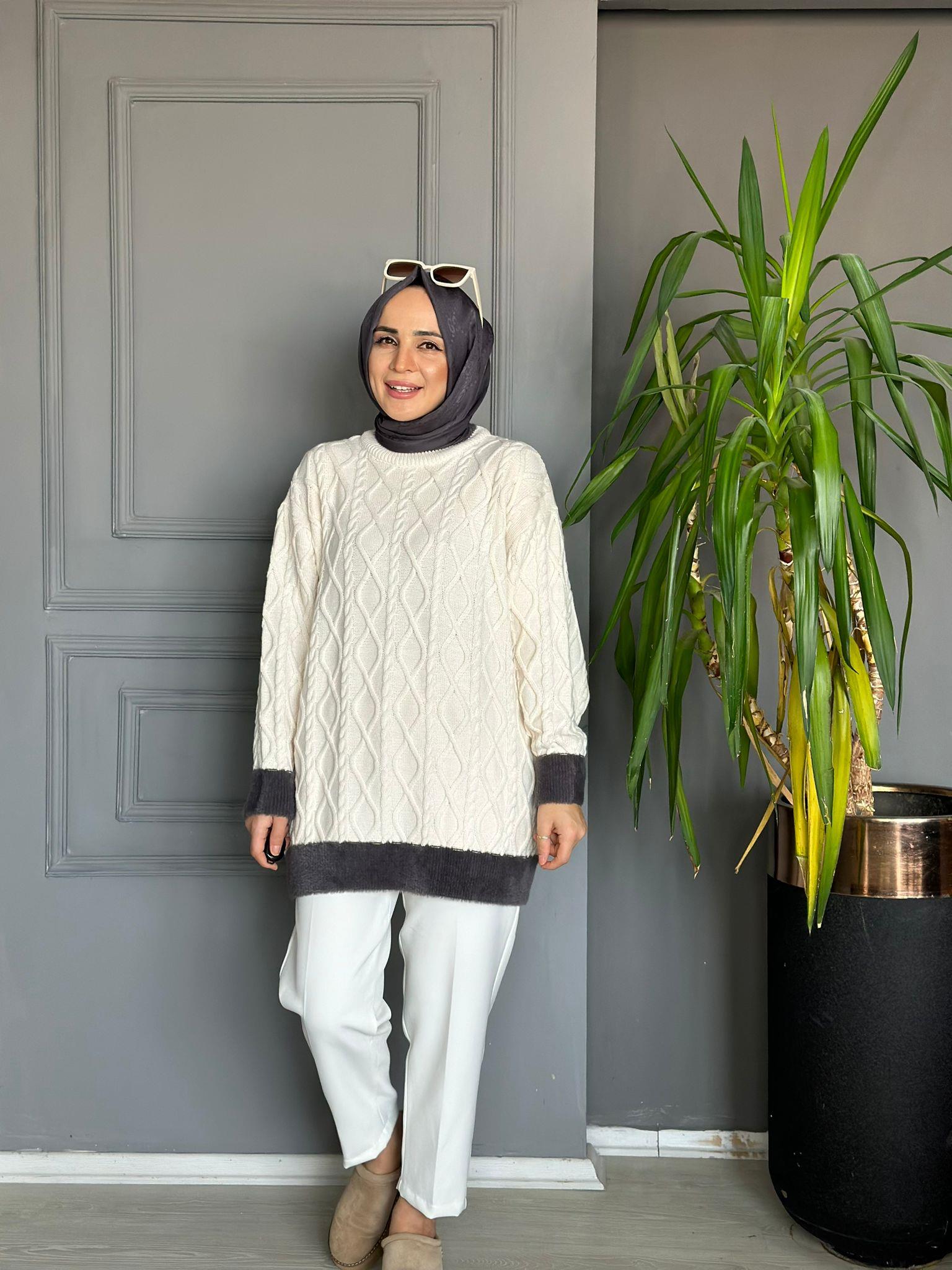 50823 ANGORA YAKA KAZAK KREM  STD