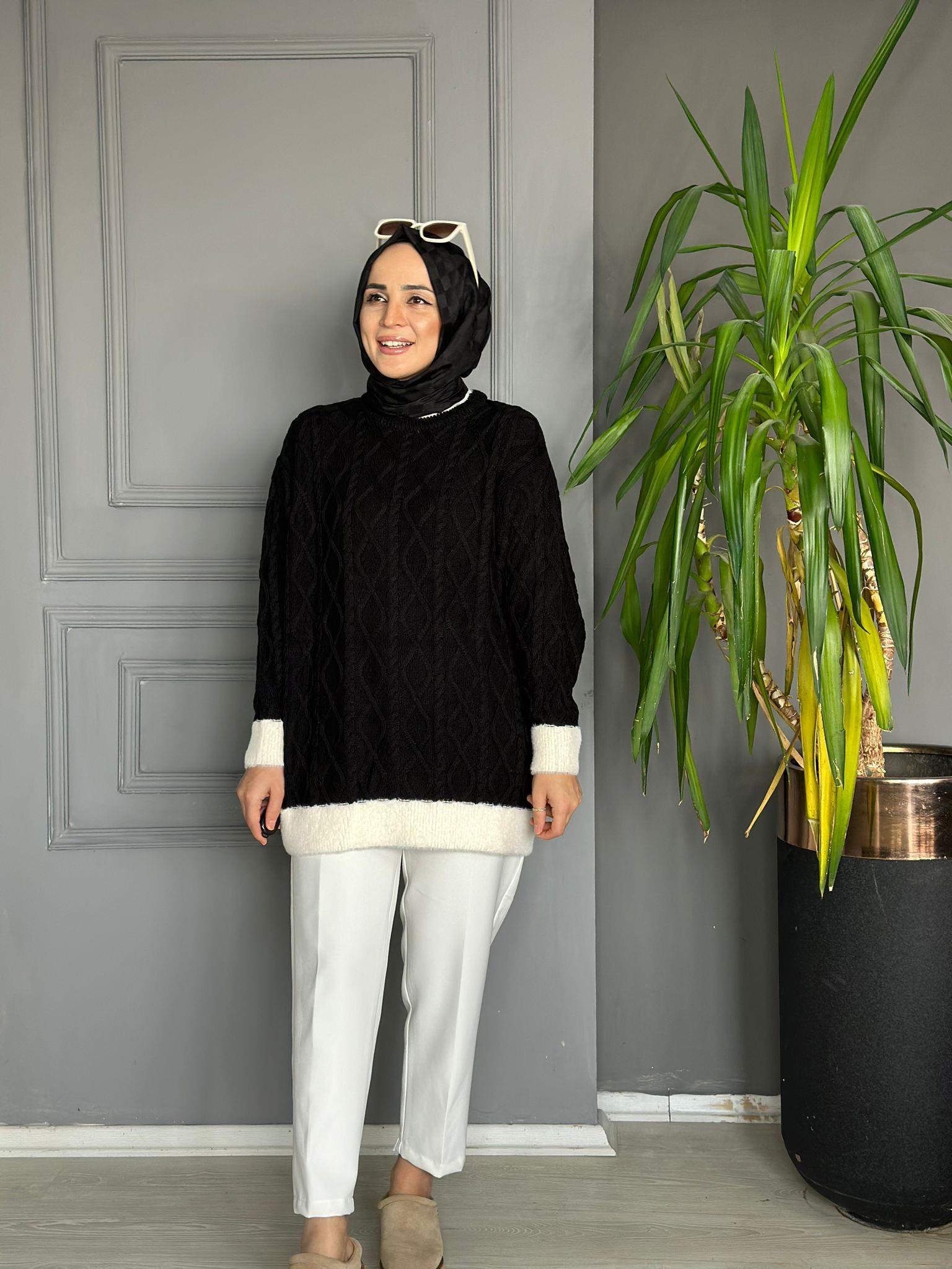 50823 ANGORA YAKA KAZAK SİYAH STD