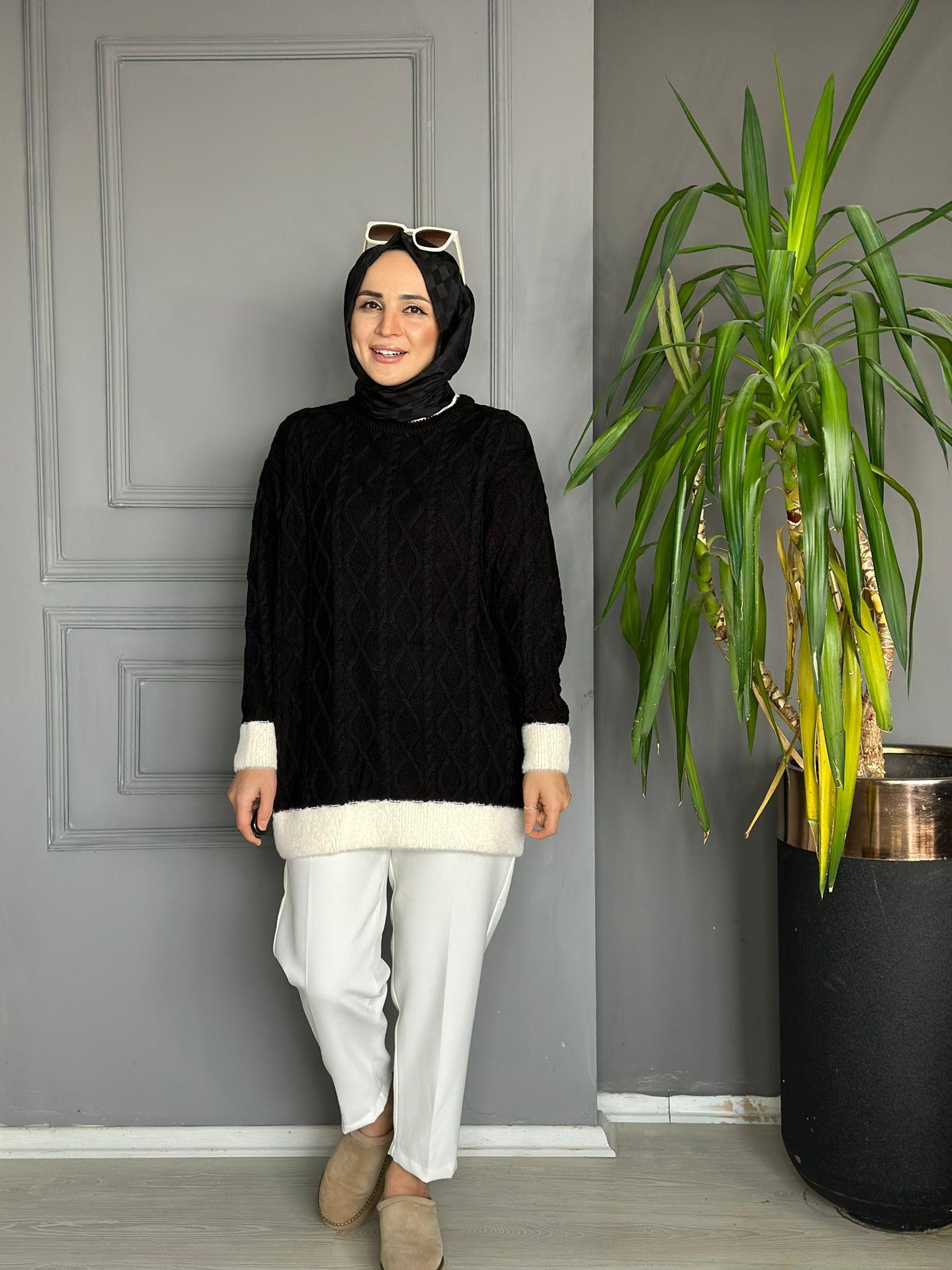 50823 ANGORA YAKA KAZAK SİYAH STD