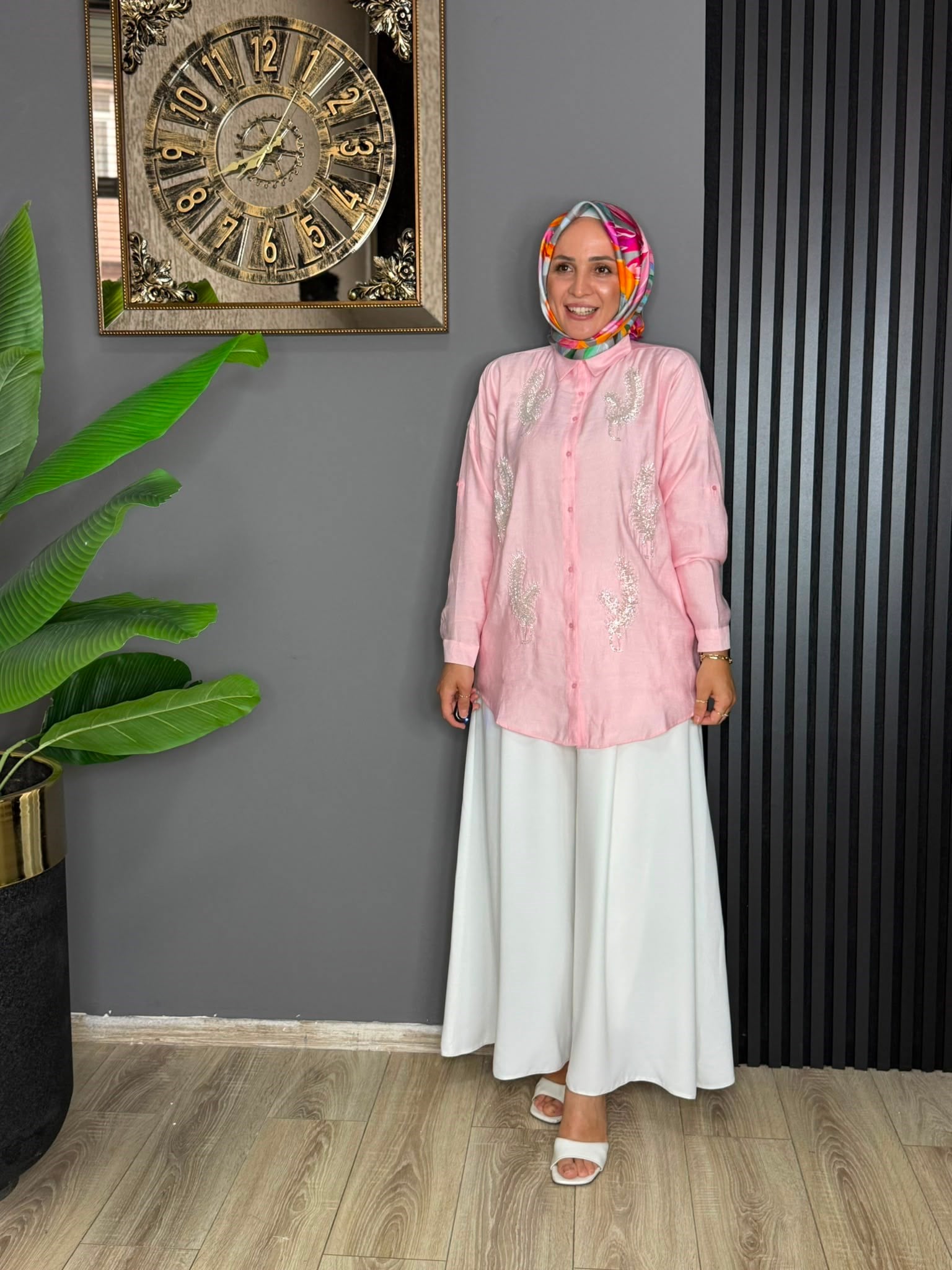5109 PULLU GÖMLEK PEMBE 