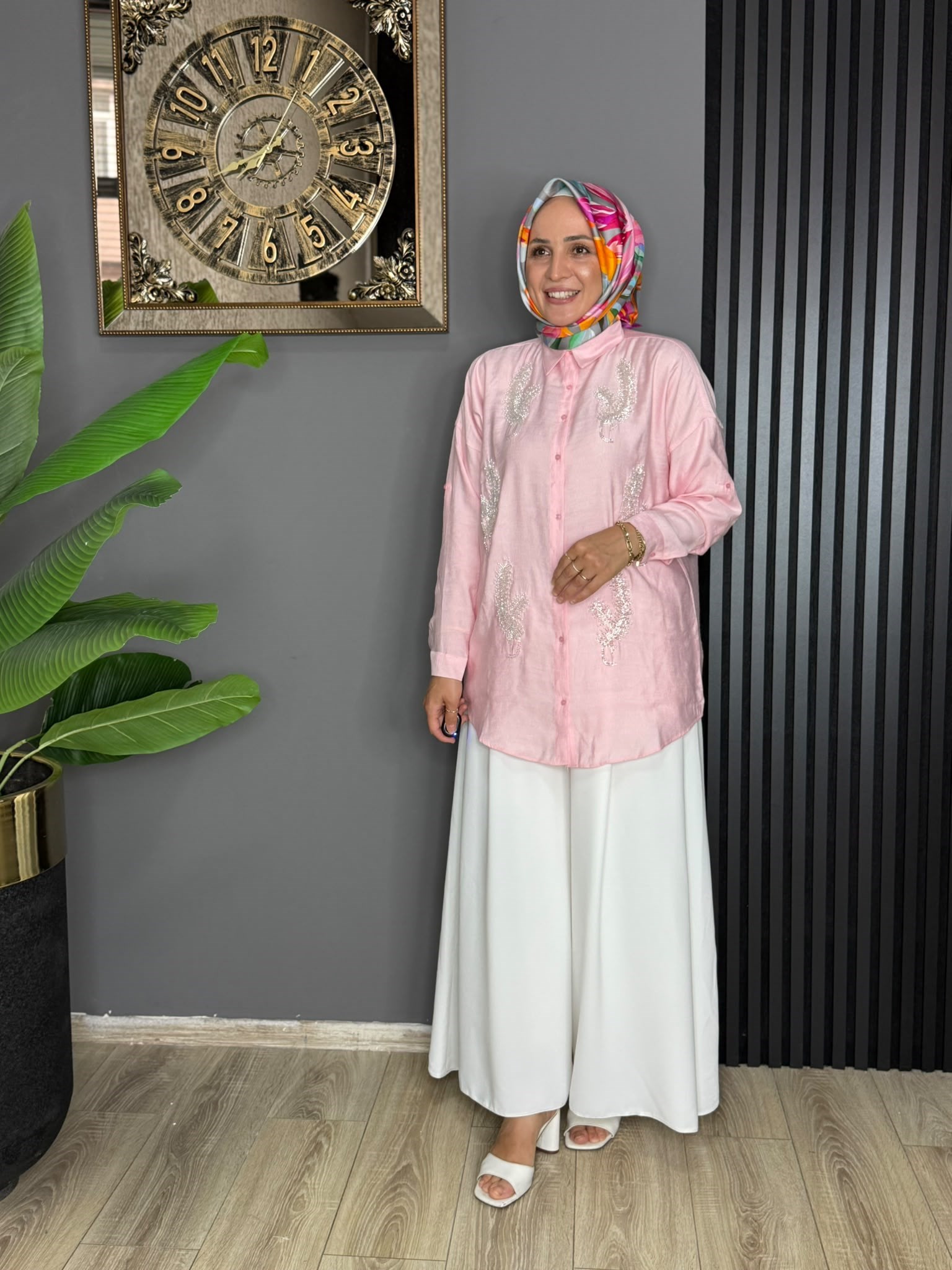 5109 PULLU GÖMLEK PEMBE 