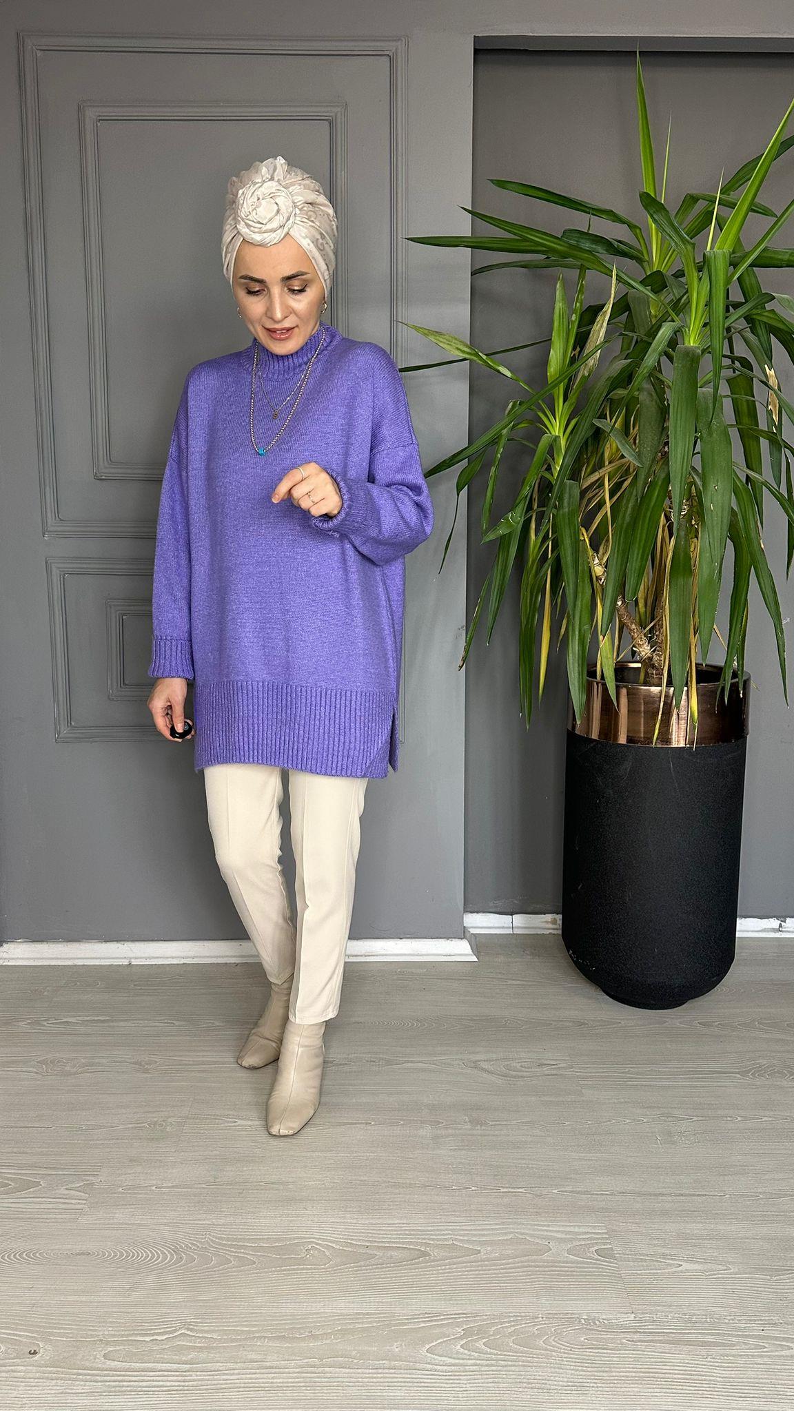 51701 BOĞAZLI TRİKO KAZAK LİLA 