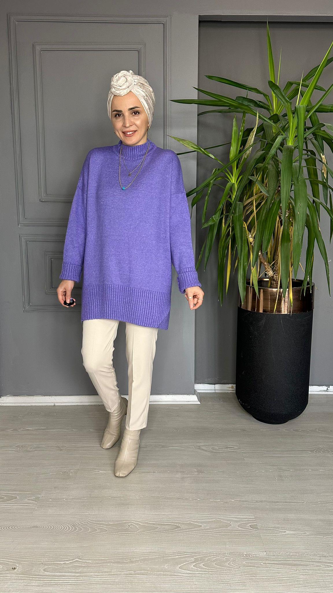 51701 BOĞAZLI TRİKO KAZAK LİLA 