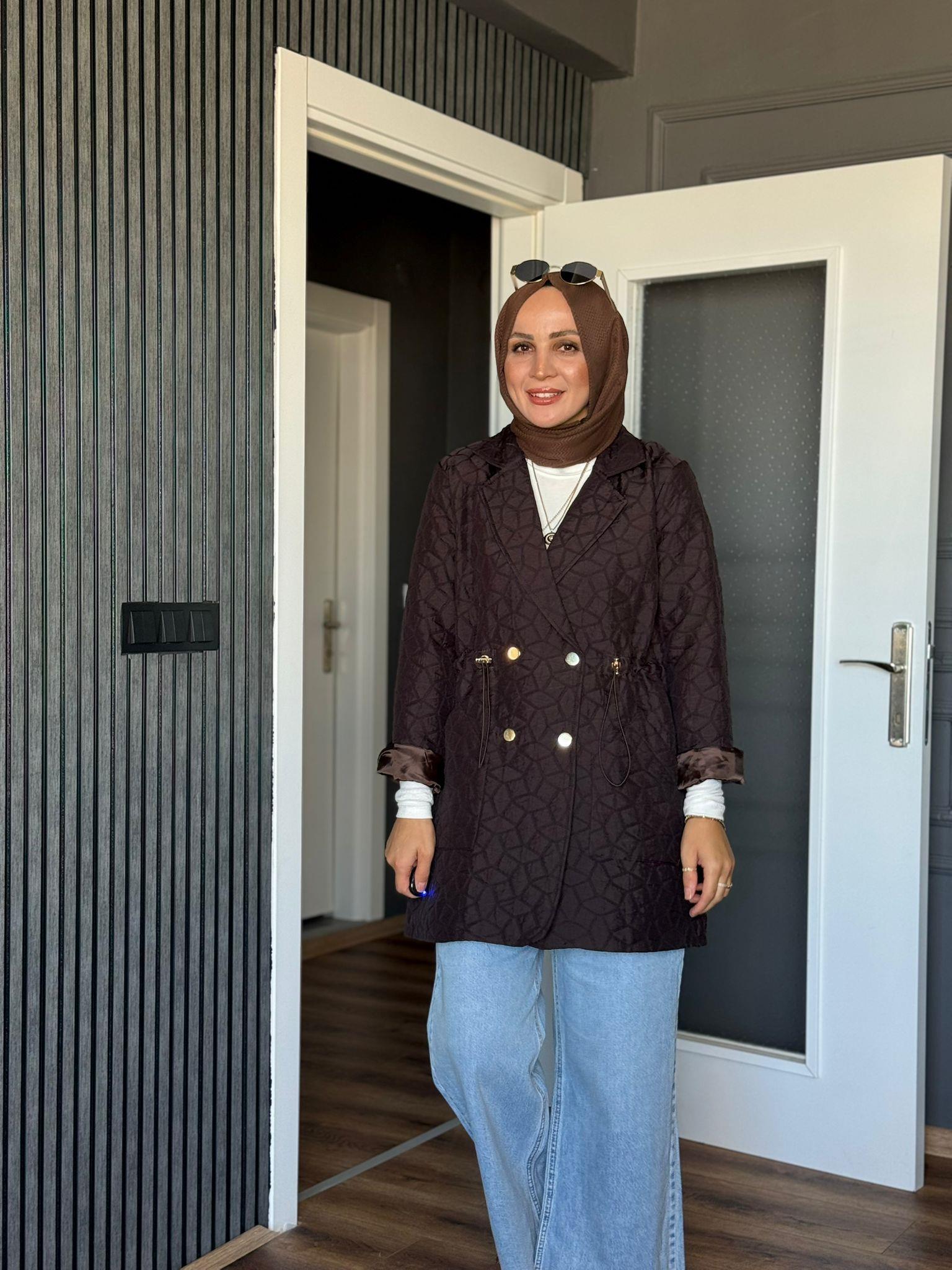 5252 BEL BÜZGÜ DETAY CAPİTONE MONT KAHVERENGİ 