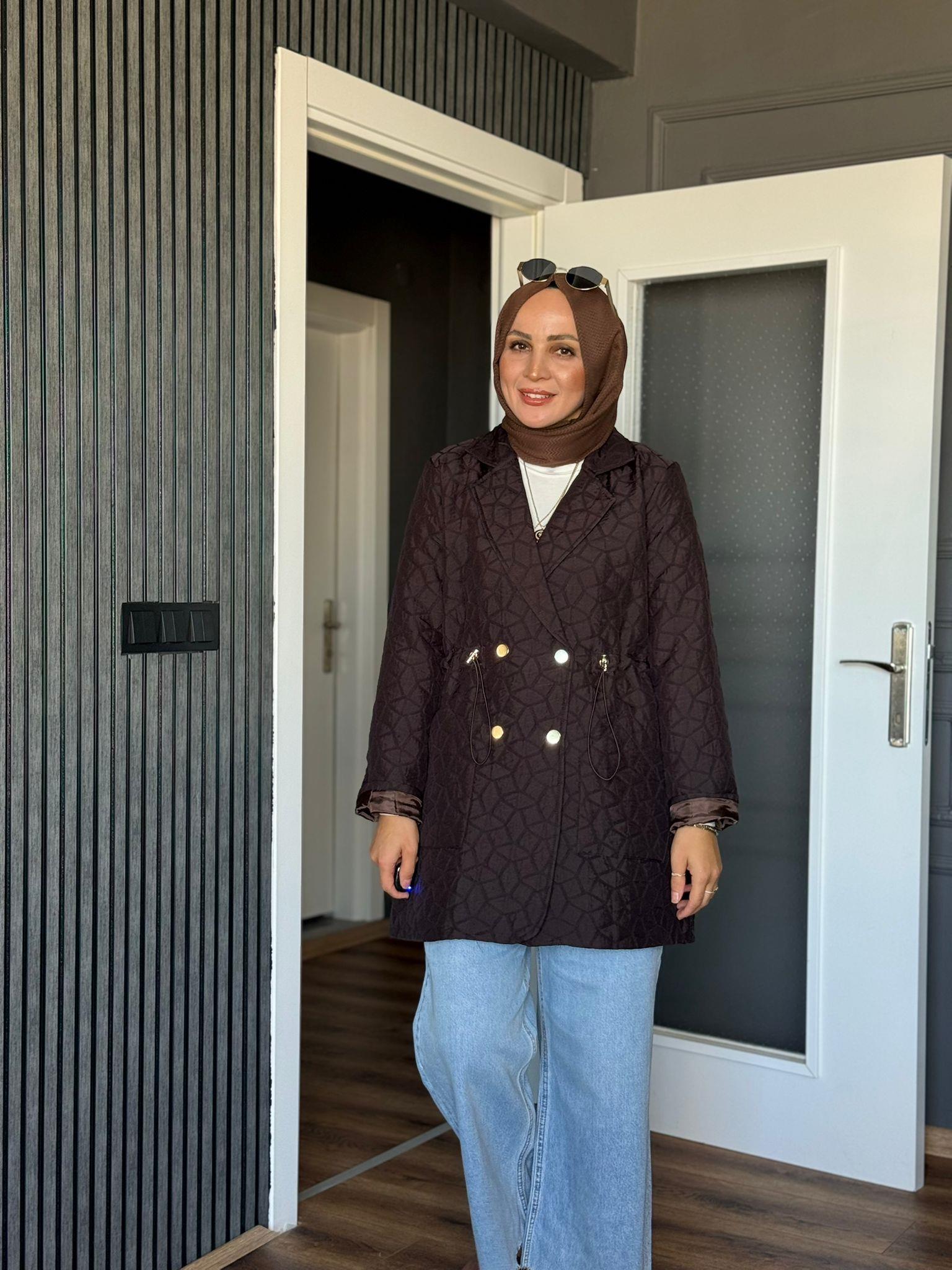5252 BEL BÜZGÜ DETAY CAPİTONE MONT KAHVERENGİ 