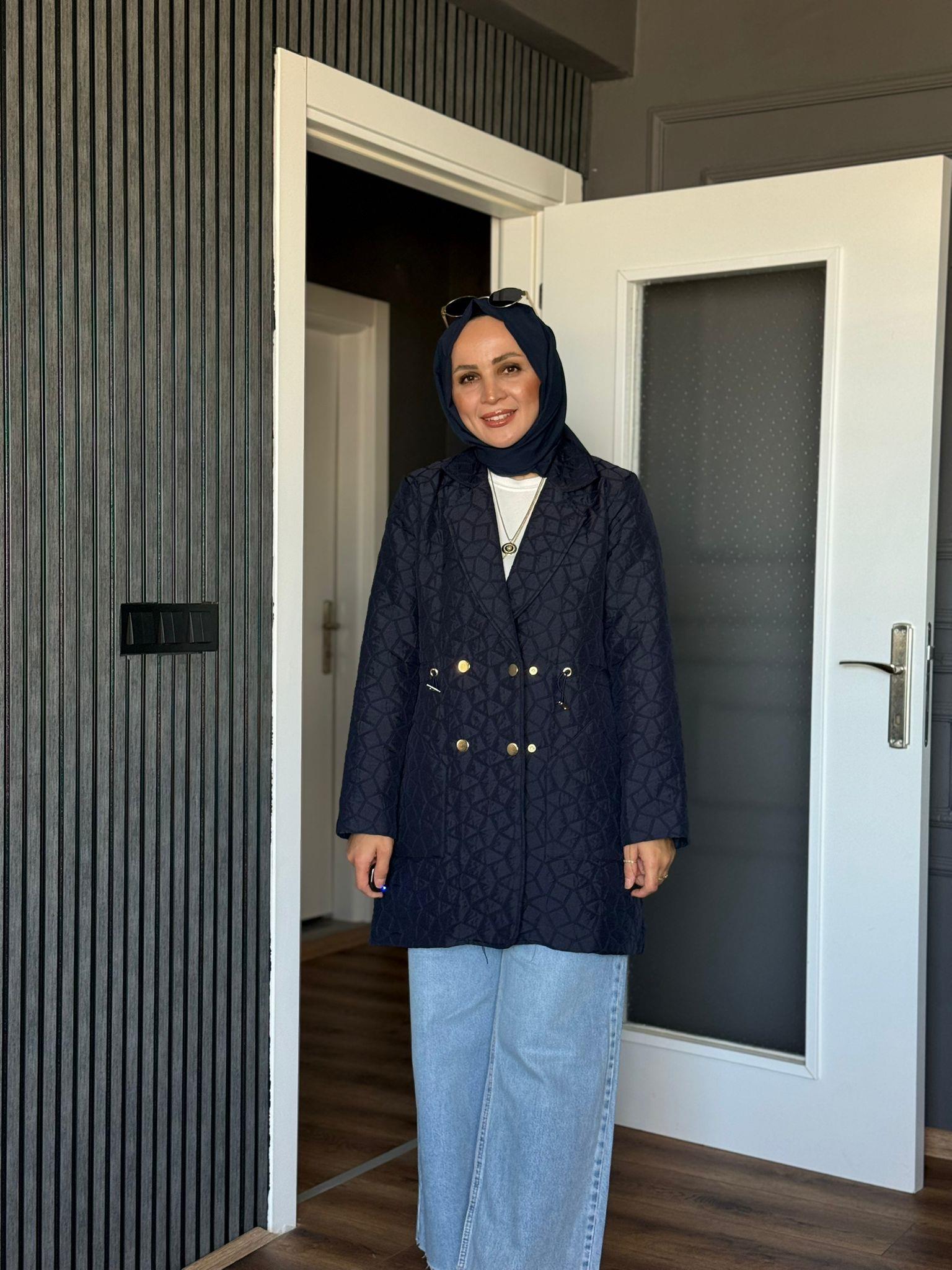 5252 BEL BÜZGÜ DETAY CAPİTONE MONT LACİVERT 