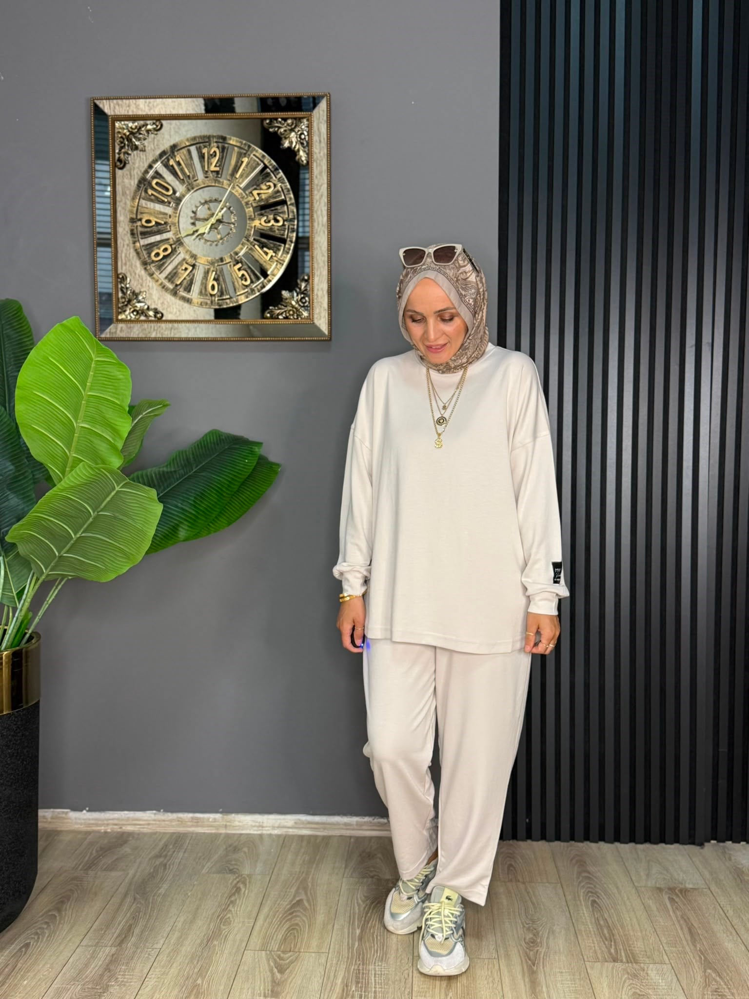 5931 KOL ETİKET DETAY TAKIM KREM S-M