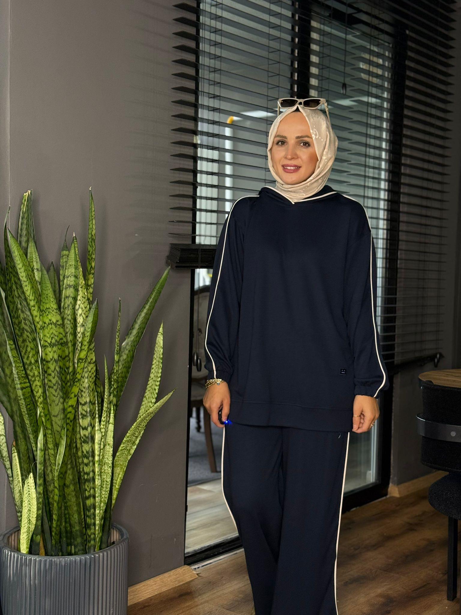 5990 ŞERİT DETAY OYSHO TAKIM  LACİVERT 