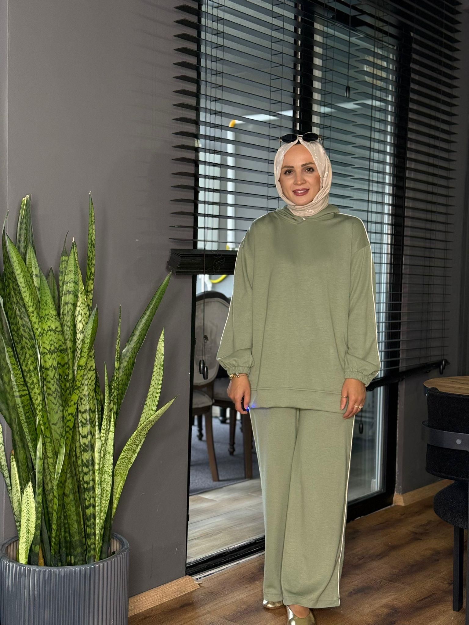 5990 ŞERİT DETAY OYSHO TAKIM  MİNT YEŞİLİ 