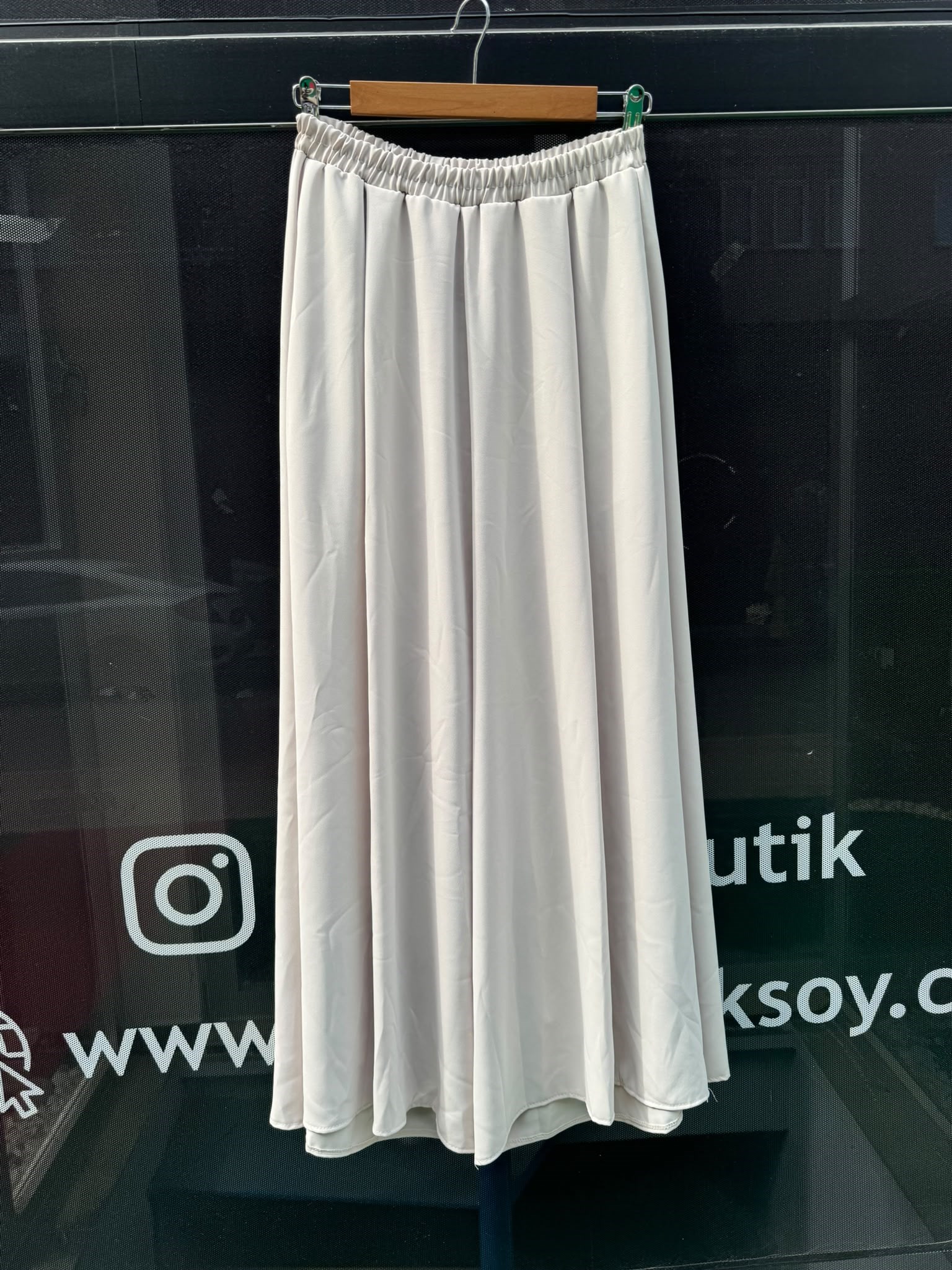 6137 KREP KUMAŞ ETEK PANTOLON KREM