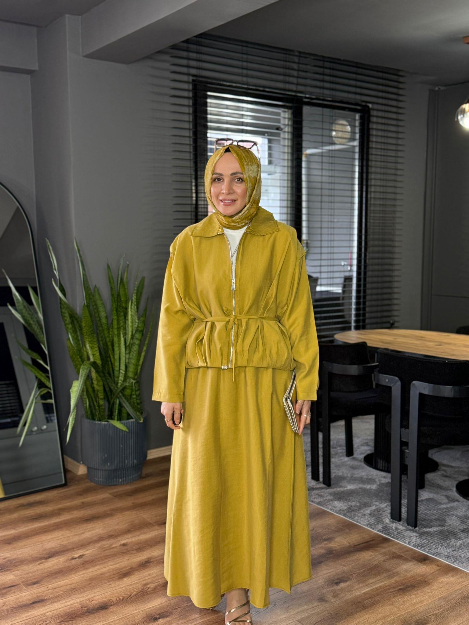 6175 FERMUAR DETAY ETEKLİ TAKIM HARDAL 