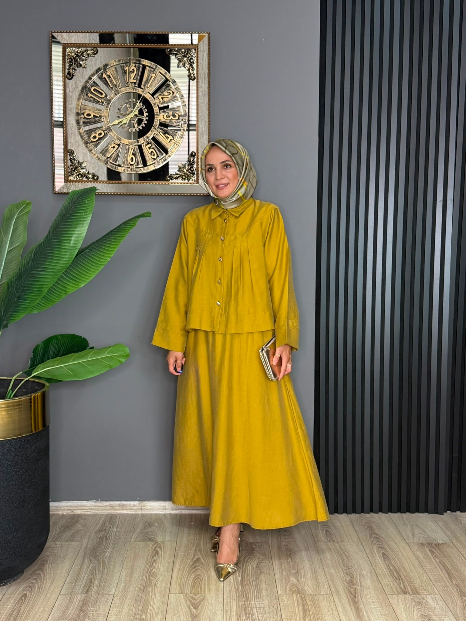 6179 PİLE DETAY ETEKLİ TAKIM HARDAL 