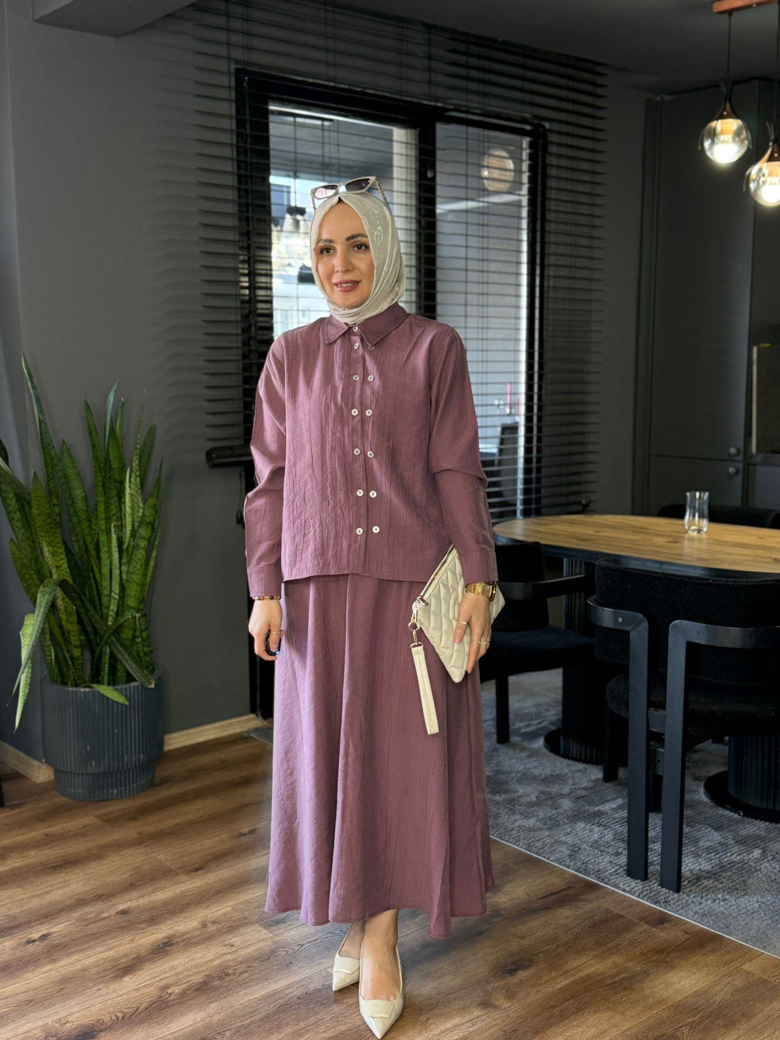 6304 ÇİFT DÜĞMELİ ETEKLİ TAKIM MÜRDÜM 