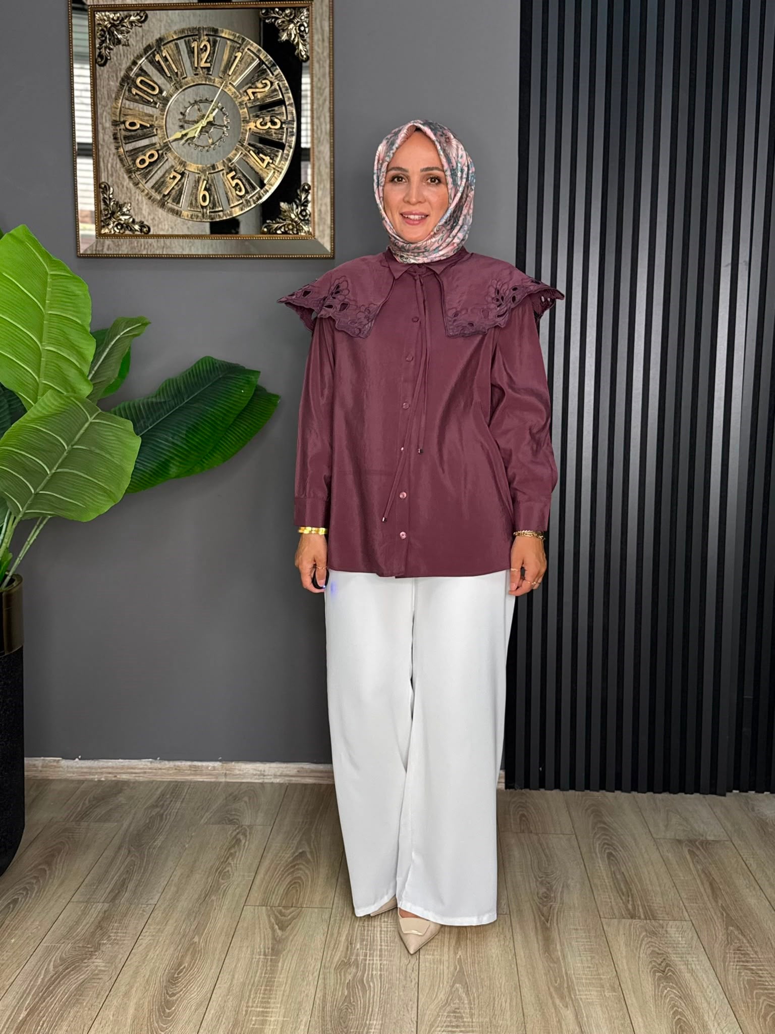 6326 YAKA DETAY GÖMLEK KAHVERENGİ 