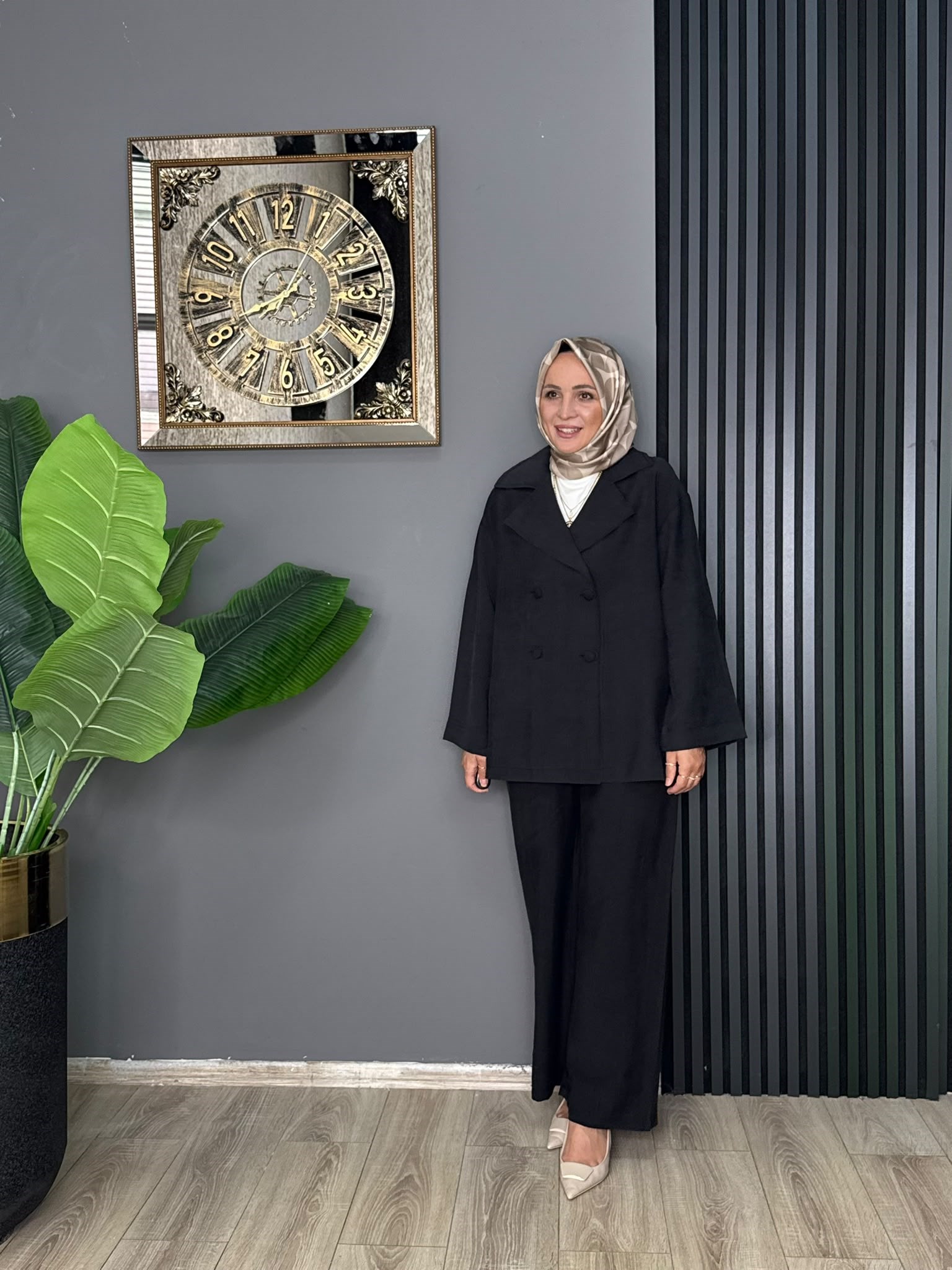 6398 ÇİFT DÜĞMELİ TAKIM SİYAH 
