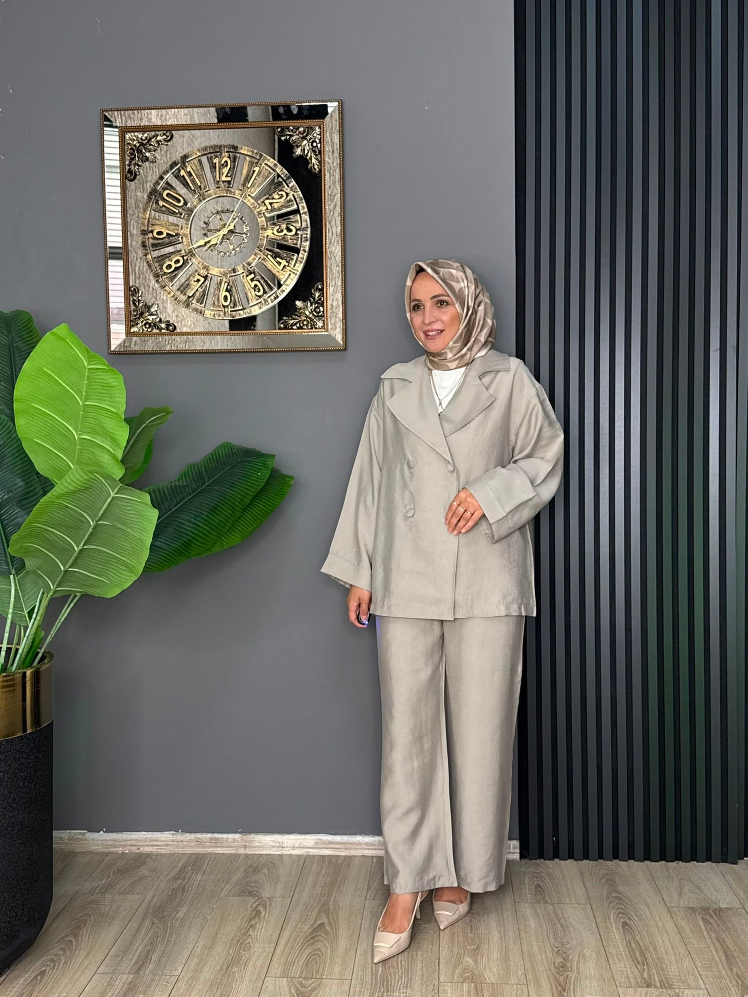 6398 ÇİFT DÜĞMELİ TAKIM TAŞ RENGİ