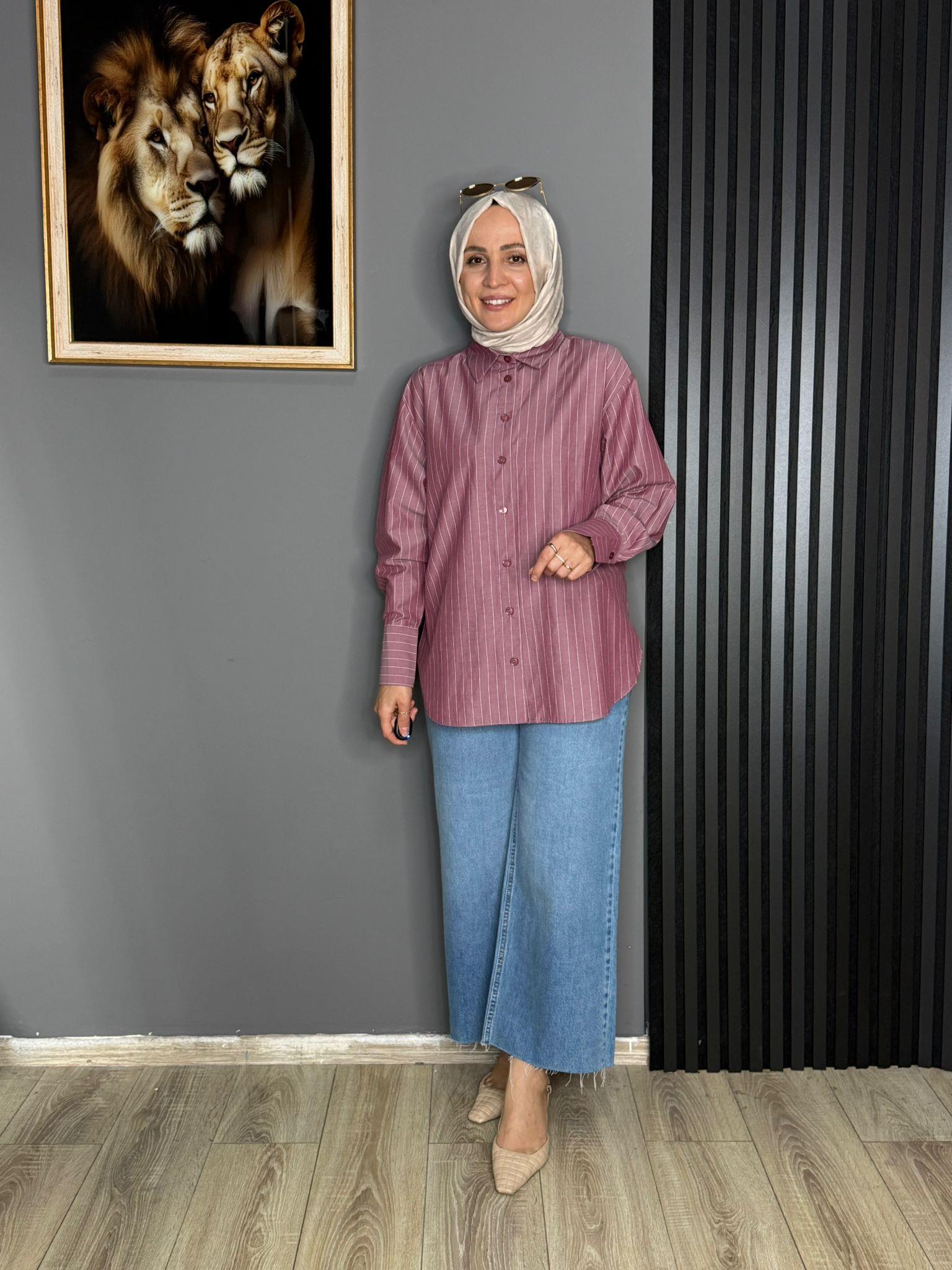 6508 ÇİZGİLİ GÖMLEK MÜRDÜM 
