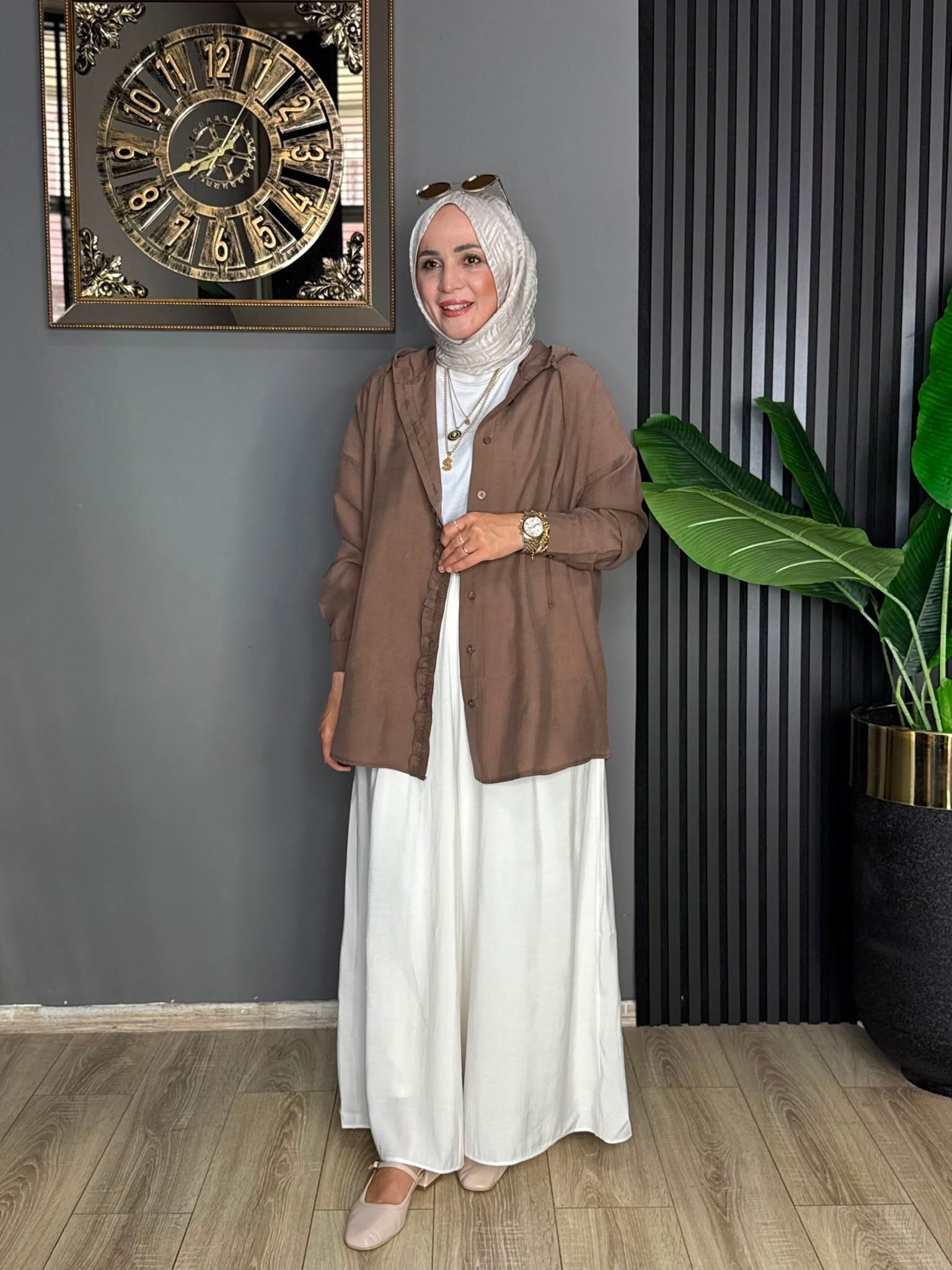 6536 GİY ÇIK KAP TUNİK KAHVERENGİ