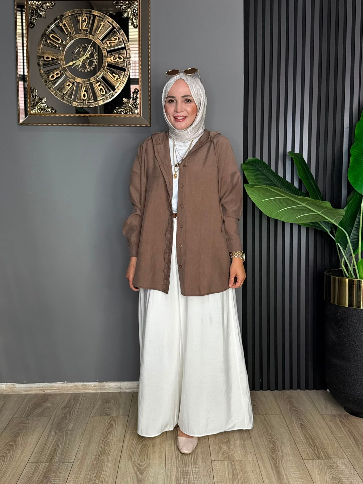 6536 GİY ÇIK KAP TUNİK KAHVERENGİ