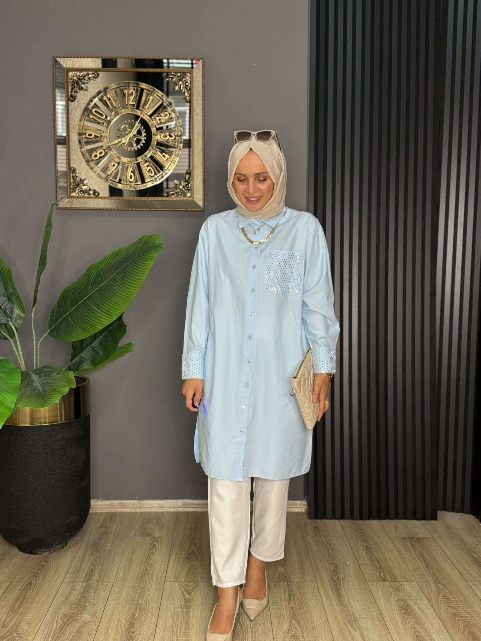 6594 PARLA ARA BOY GÖMLEK MAVİ 