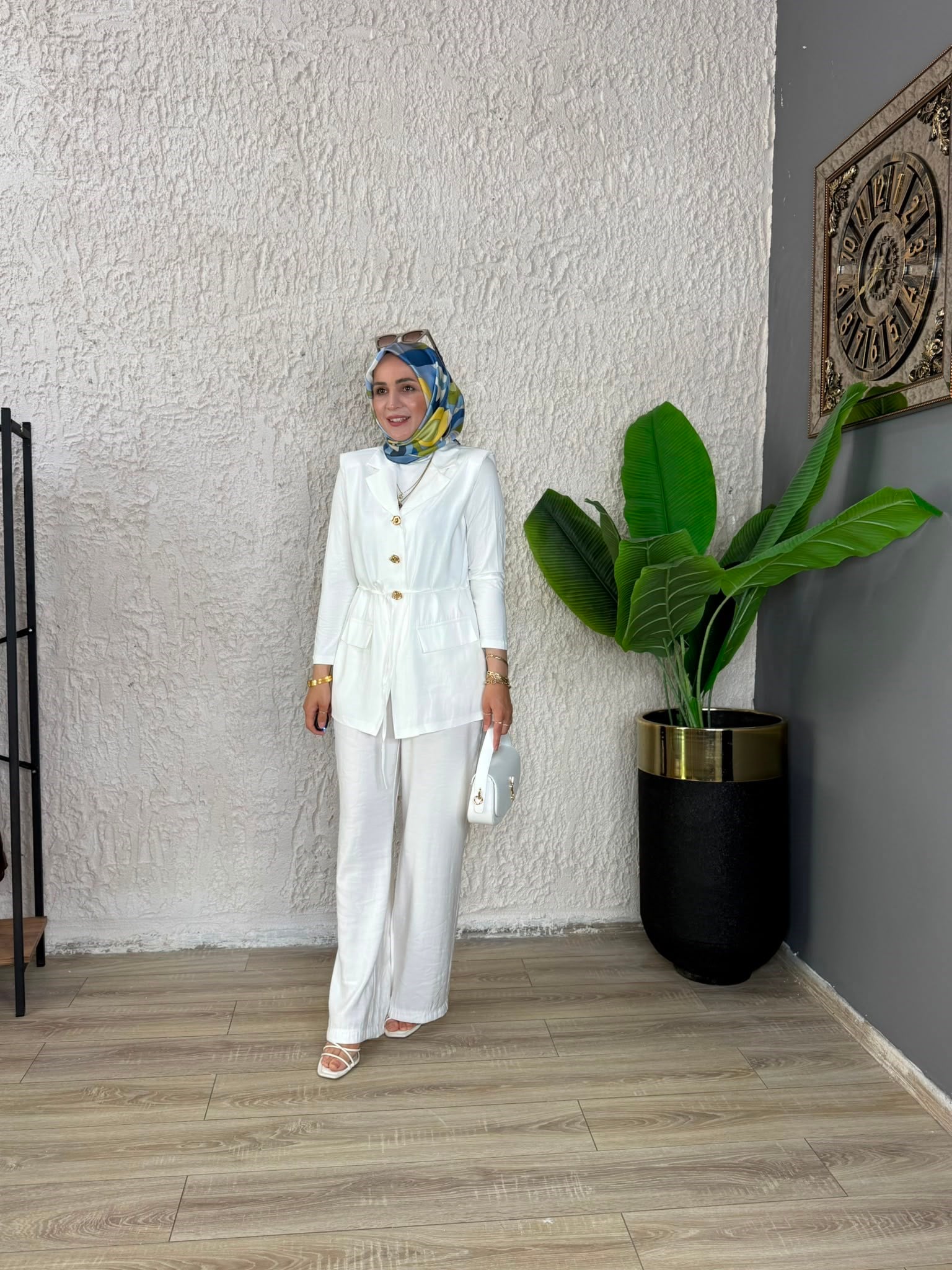 7012 YELEKLİ TAKIM BEYAZ 