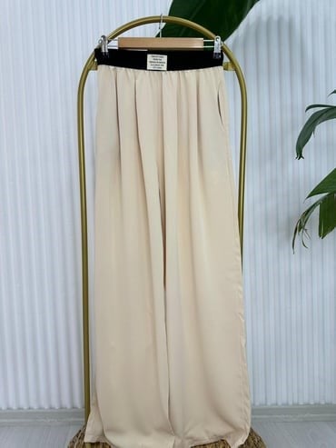 71243 KAMPANYALI ETİKET DETAY PANTOLON KREM 