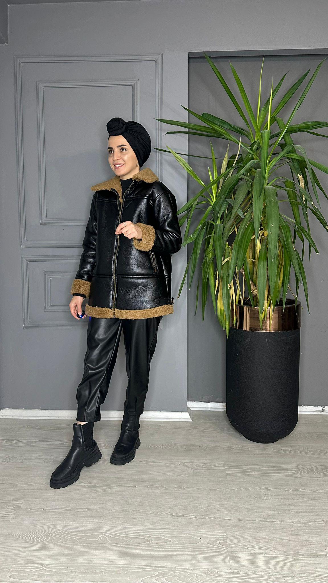 7304 KÜRKLÜ MONT SİYAH 
