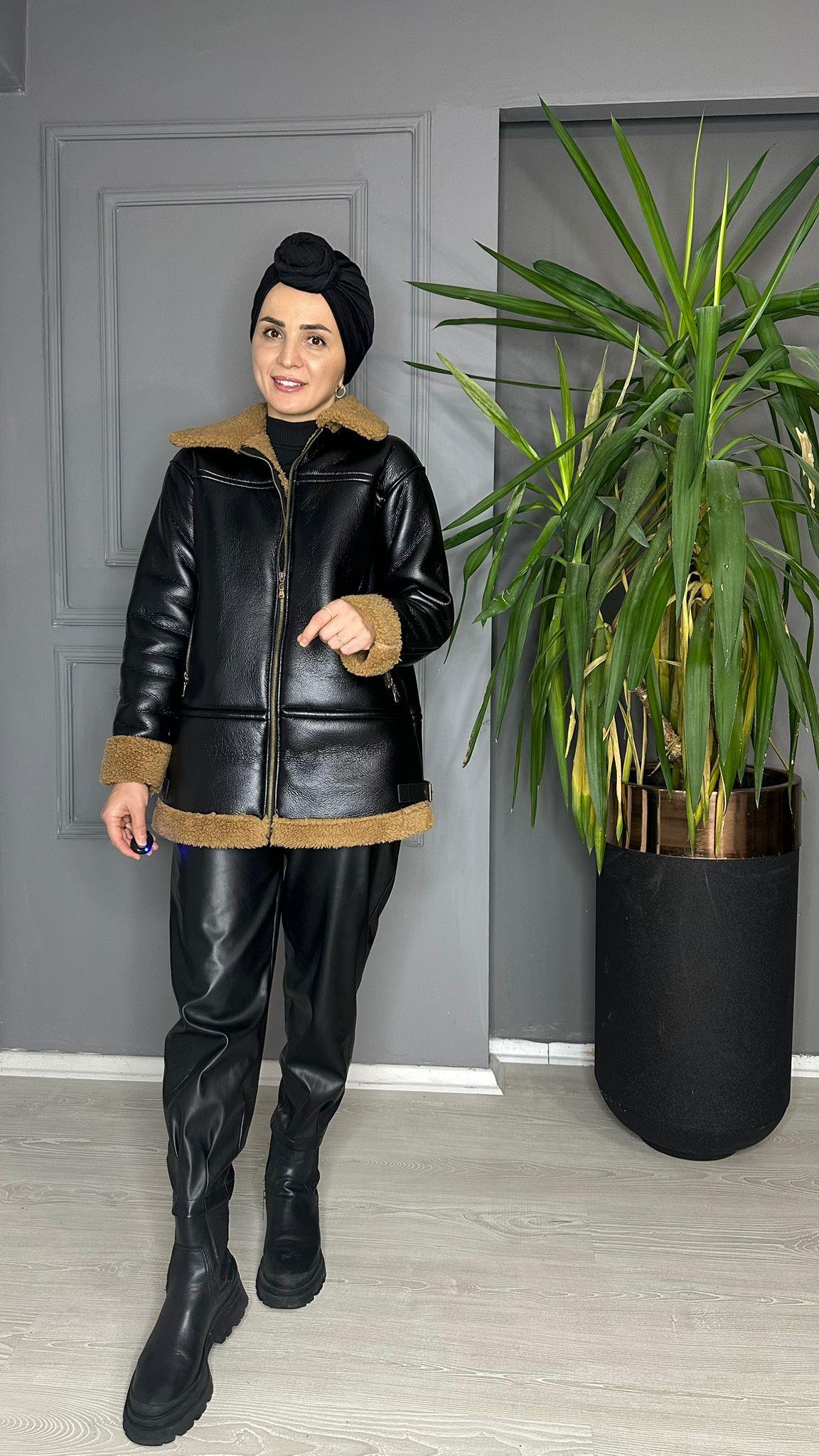 7304 KÜRKLÜ MONT SİYAH 