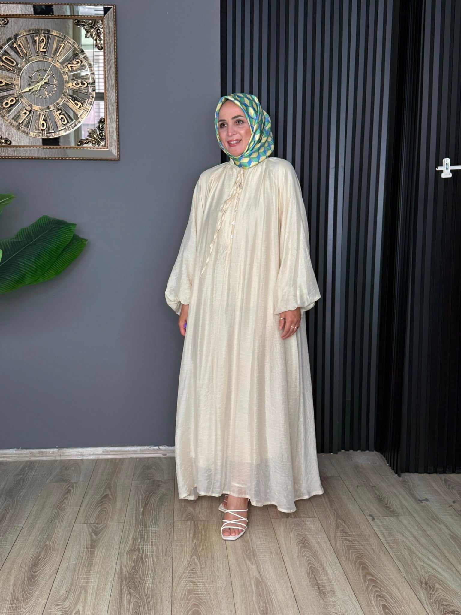 8398 HAZEL ELBİSE KREM