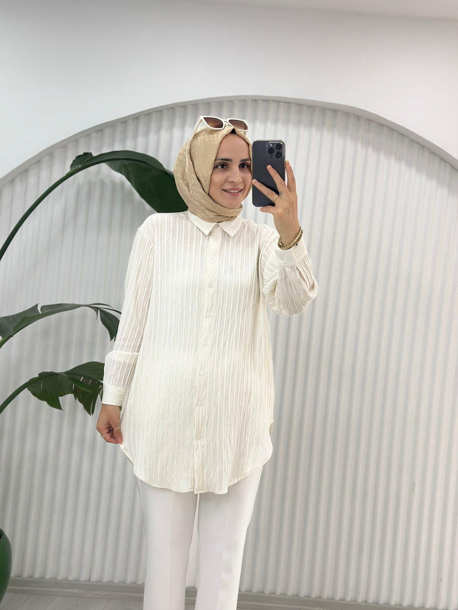 8945 ÇİZGİLİ GÖMLEK BEYAZ 