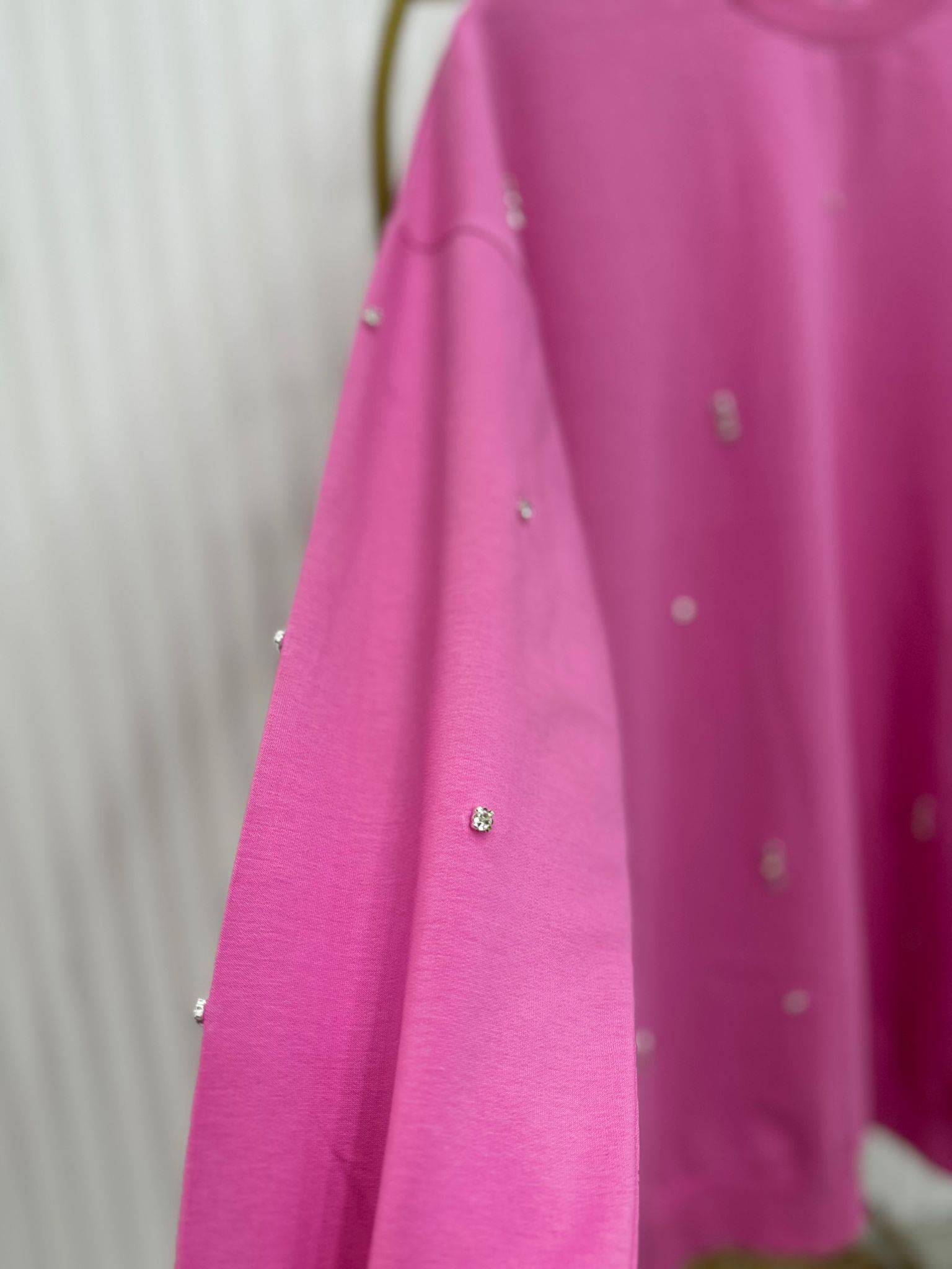 9049 TAŞLI SWEAT PEMBE 