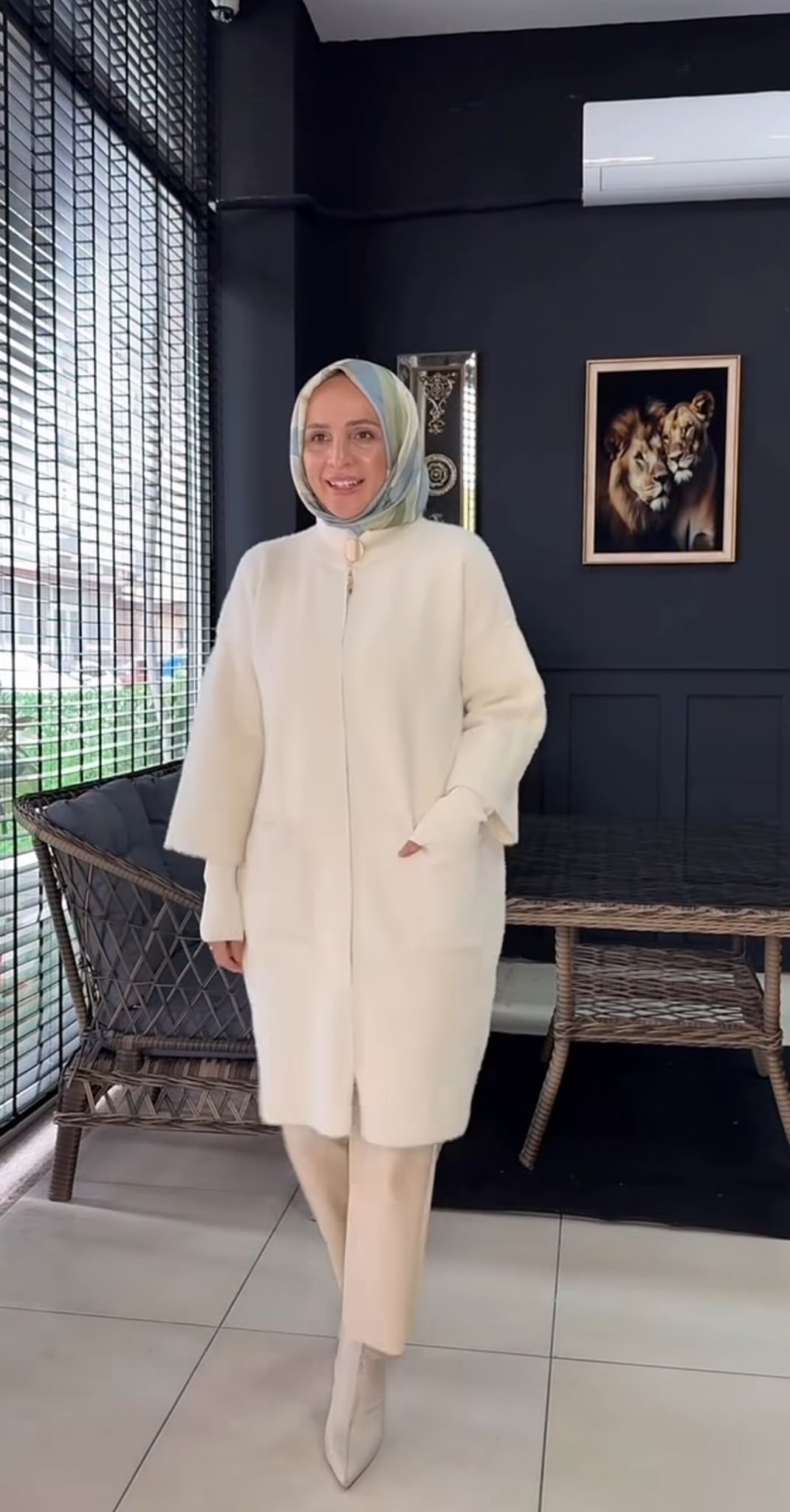 9110 ANGORA CEKET KREM 