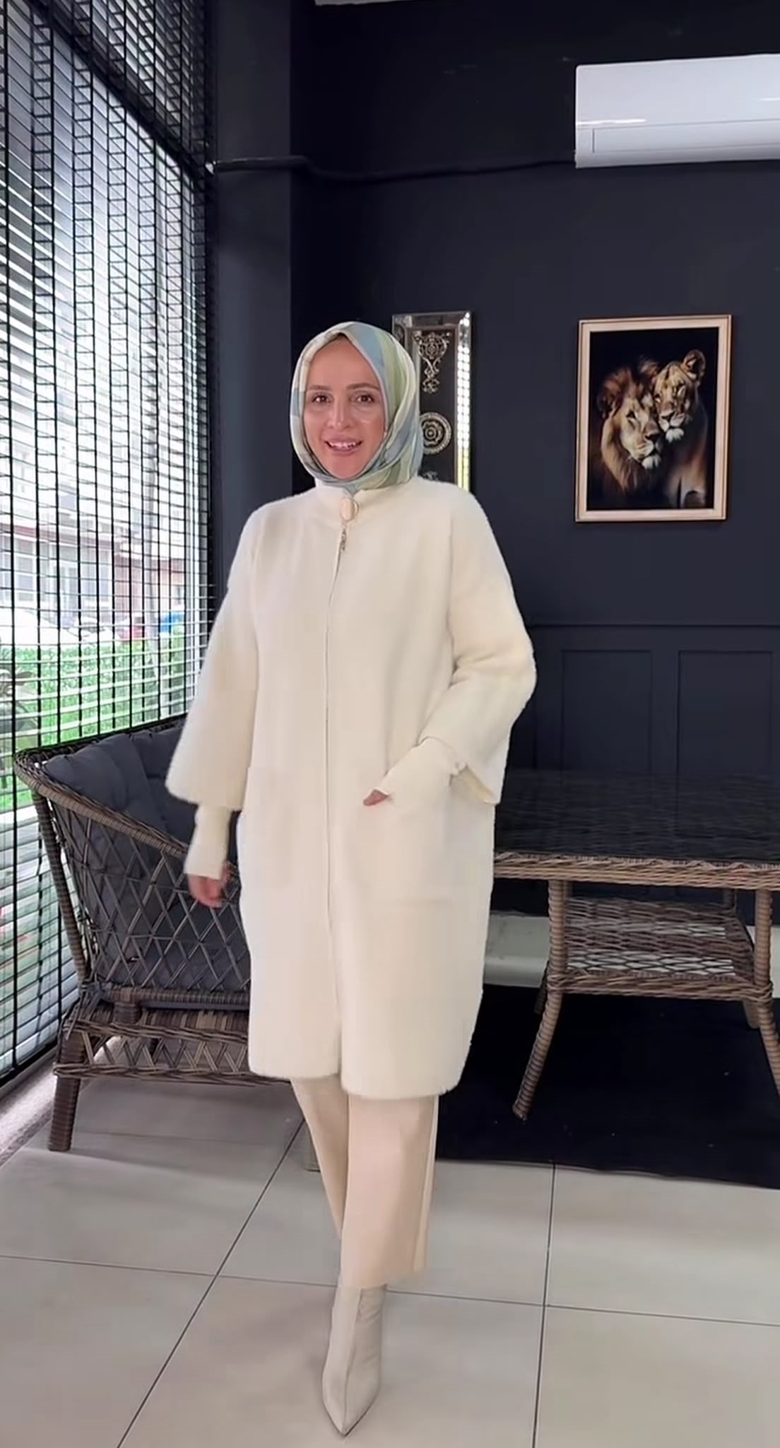 9110 ANGORA CEKET KREM 