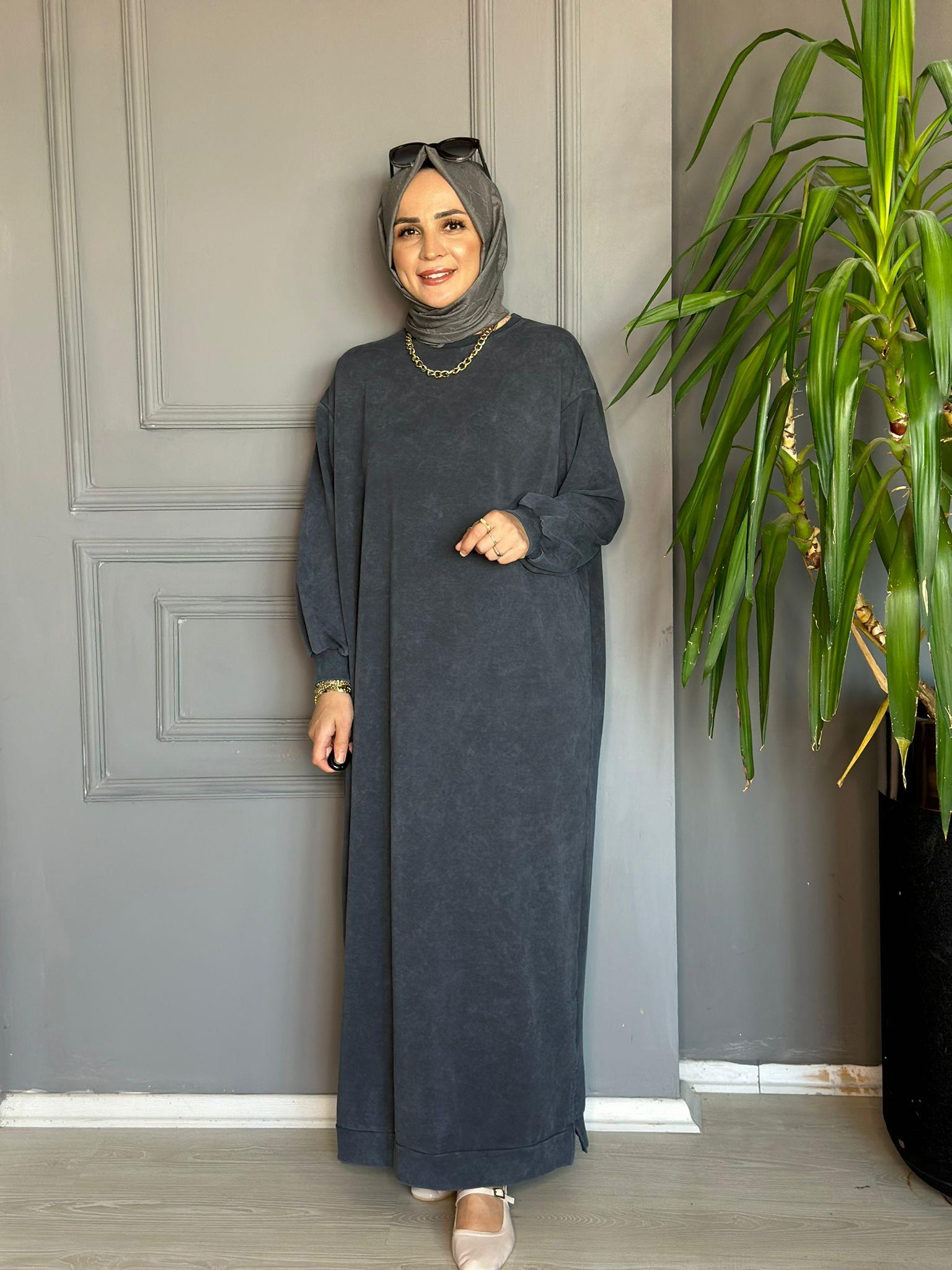 9296 TEK İPLİK SWEAT ELBİSE GRİ 