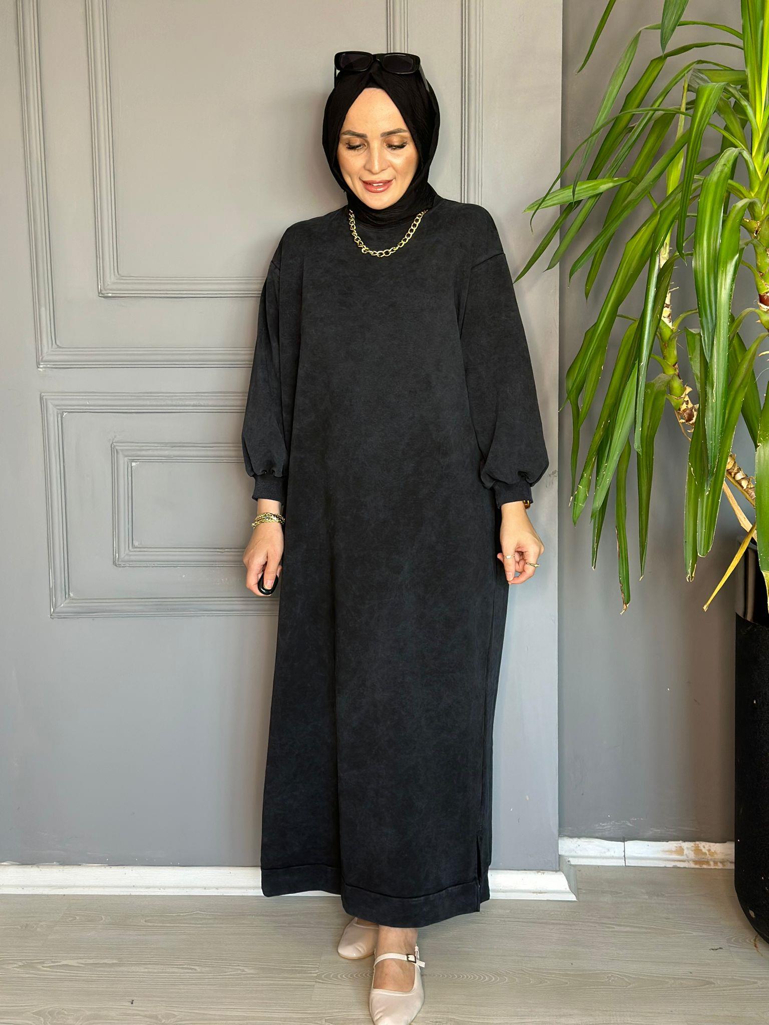 9296 TEK İPLİK SWEAT ELBİSE SİYAH