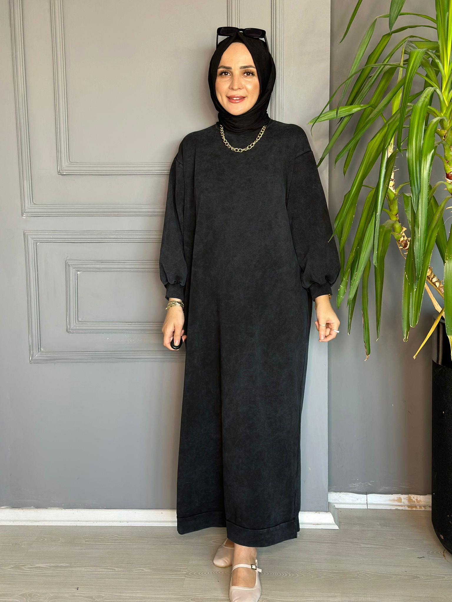 9296 TEK İPLİK SWEAT ELBİSE SİYAH