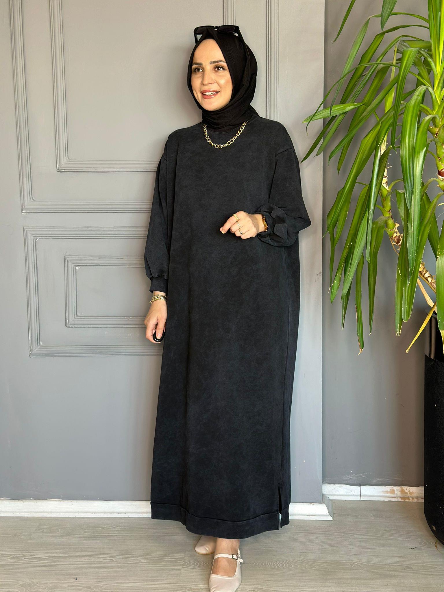 9296 TEK İPLİK SWEAT ELBİSE SİYAH