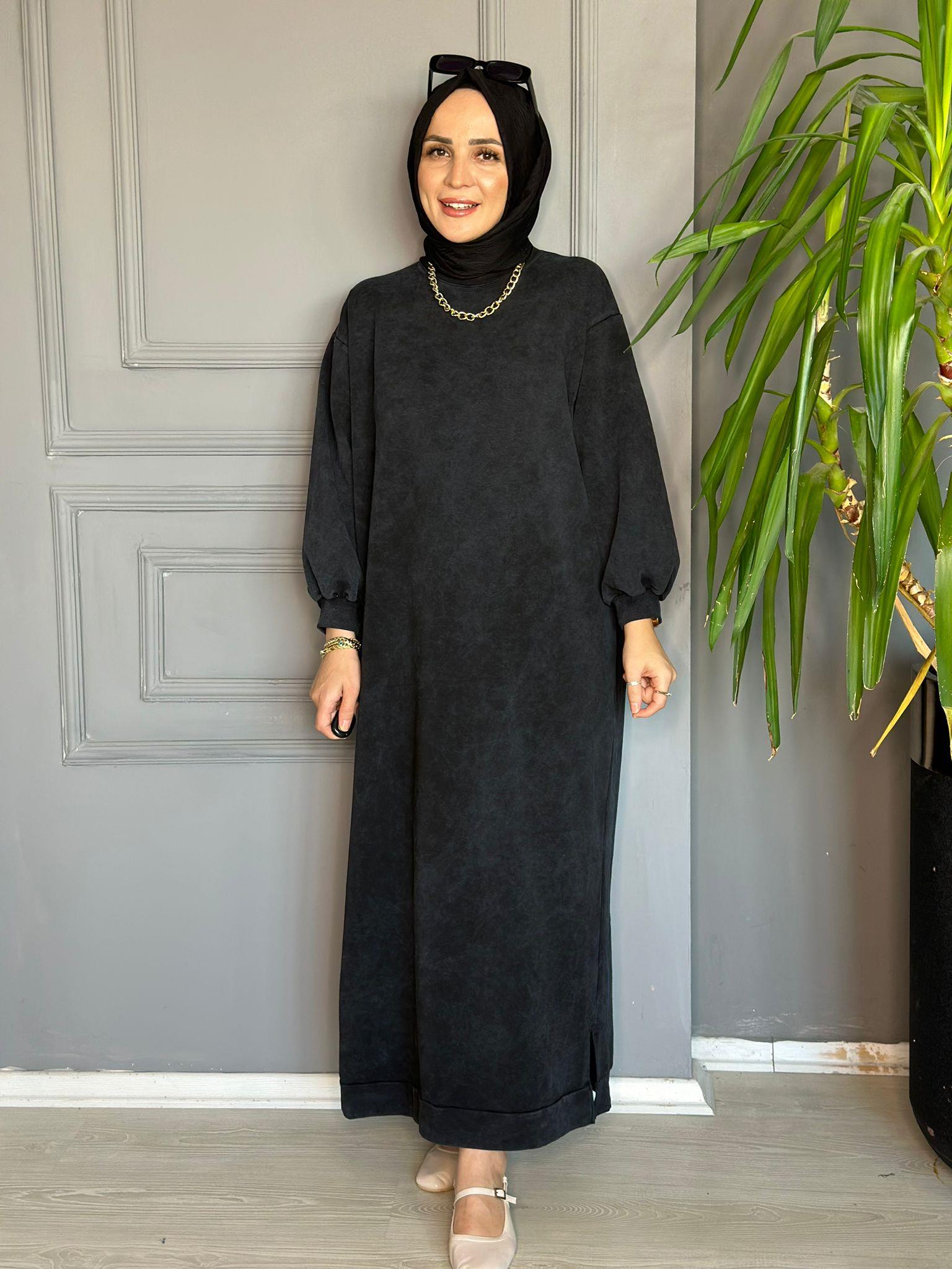 9296 TEK İPLİK SWEAT ELBİSE SİYAH