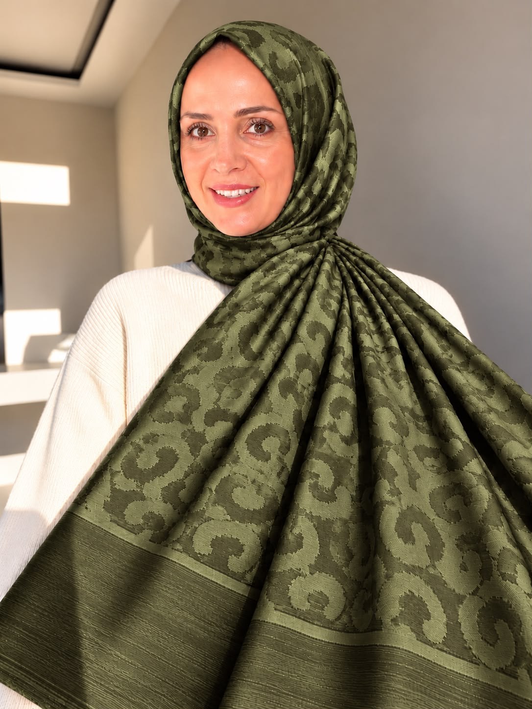 LEOPAR DESEN ŞAL YEŞİL