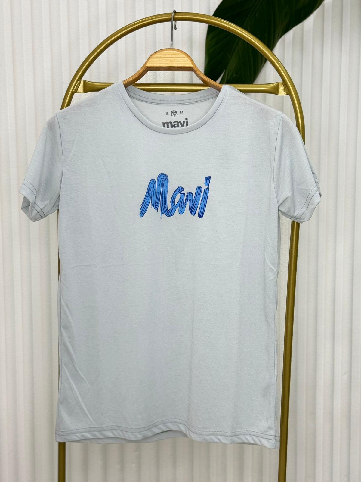 MAVİ İTALİK YAZILI TİŞÖRT GRİ