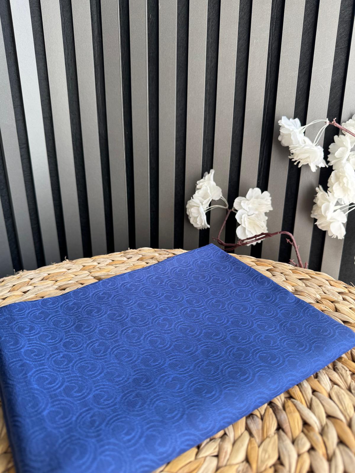 S DESEN MONOGRAM ŞAL SAKS MAVİ