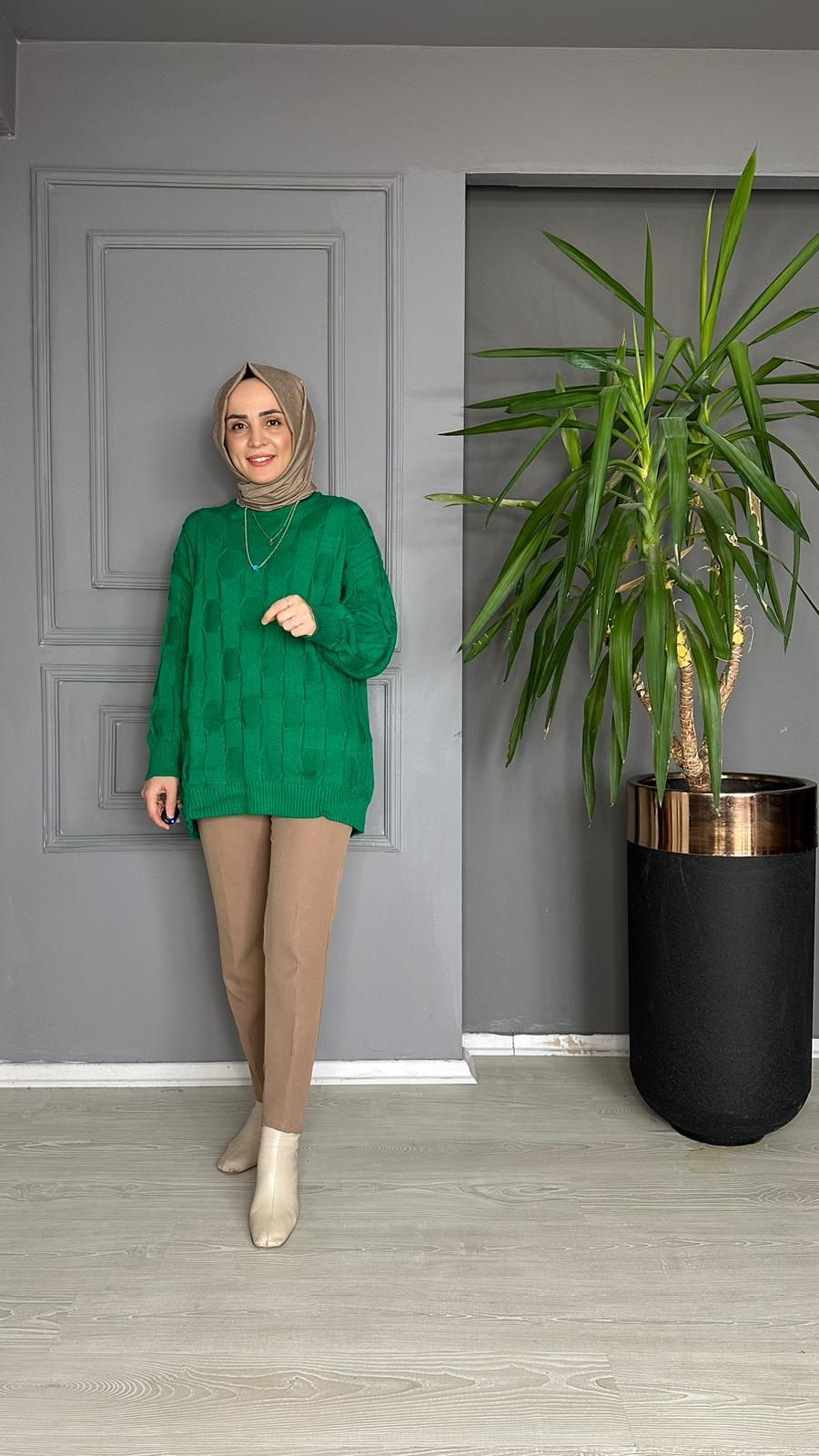 T0020 TRİKO KAZAK BENTTON YEŞİL