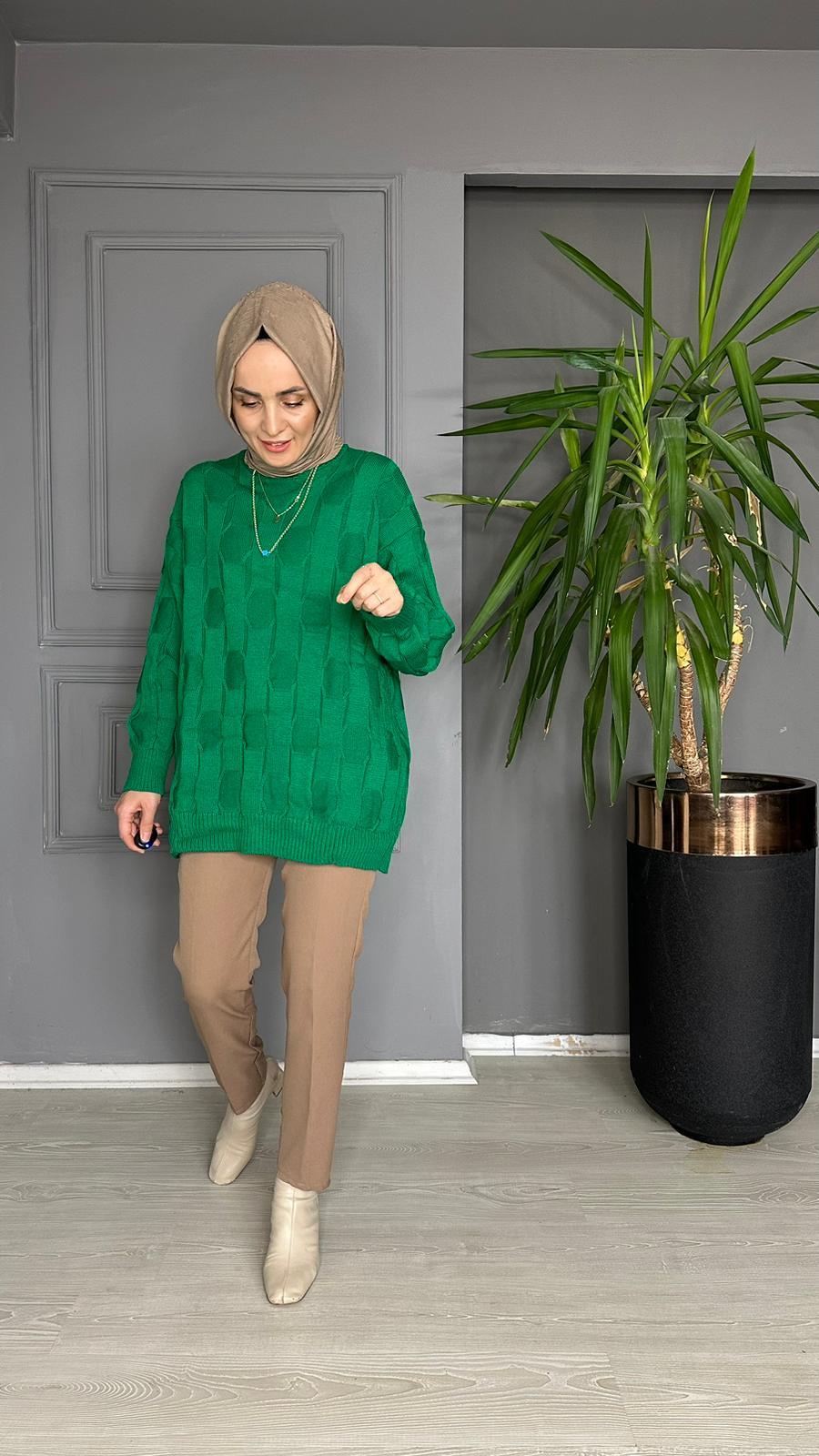 T0020 TRİKO KAZAK BENTTON YEŞİL