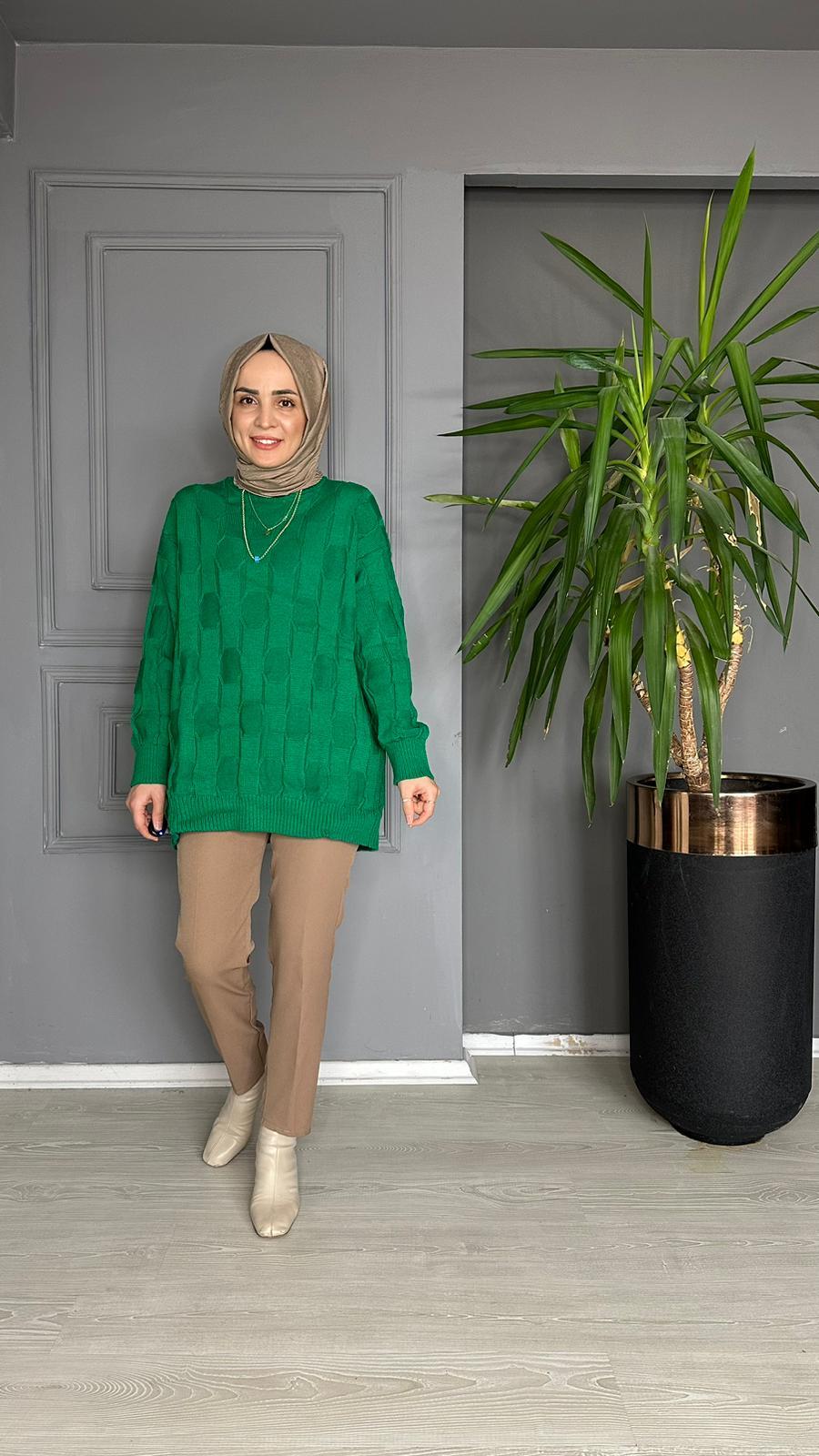 T0020 TRİKO KAZAK BENTTON YEŞİL