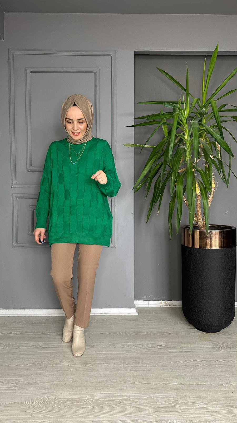 T0020 TRİKO KAZAK BENTTON YEŞİL