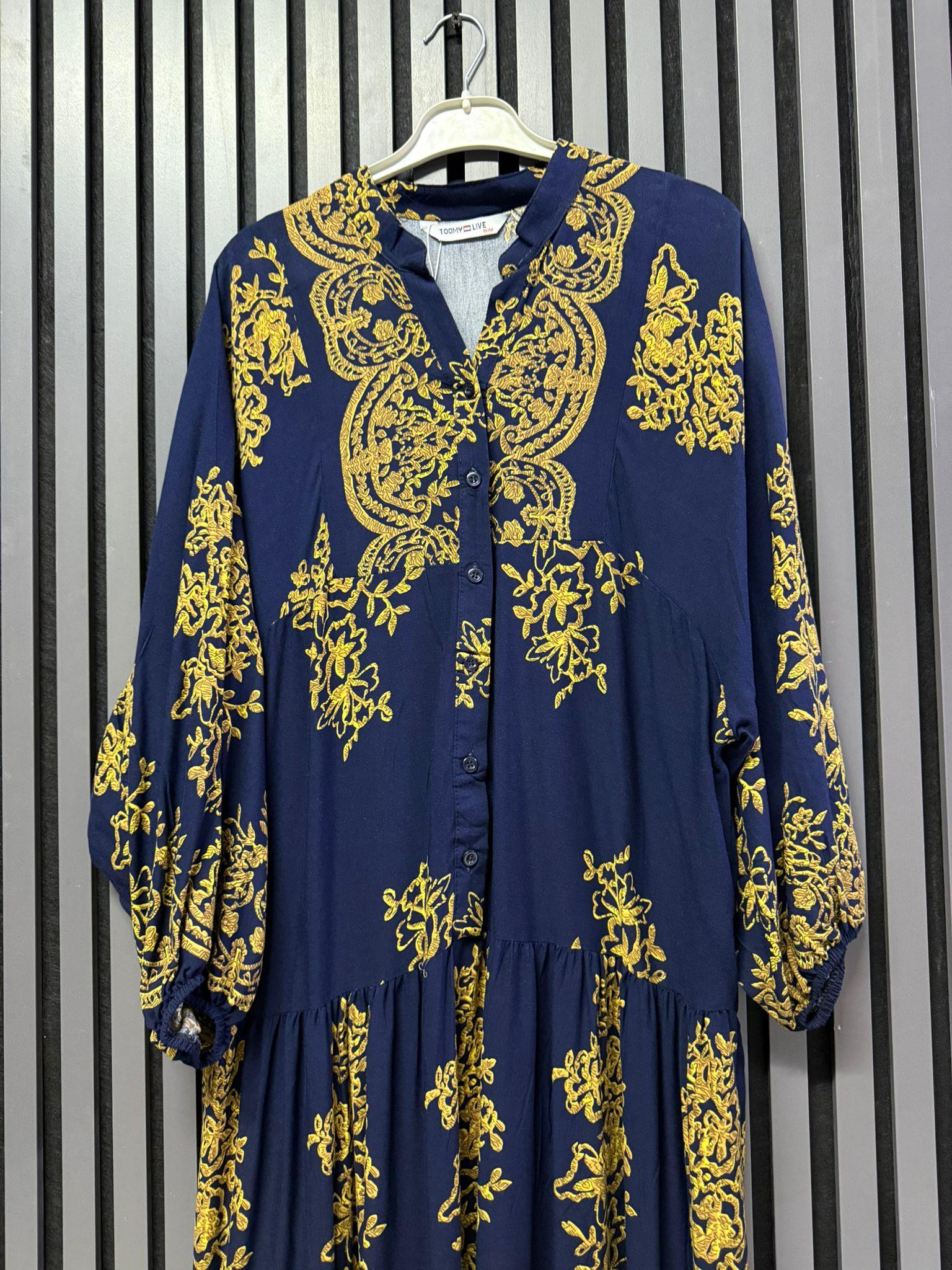 VARAK DESEN LACİVERT ELBİSE S-M