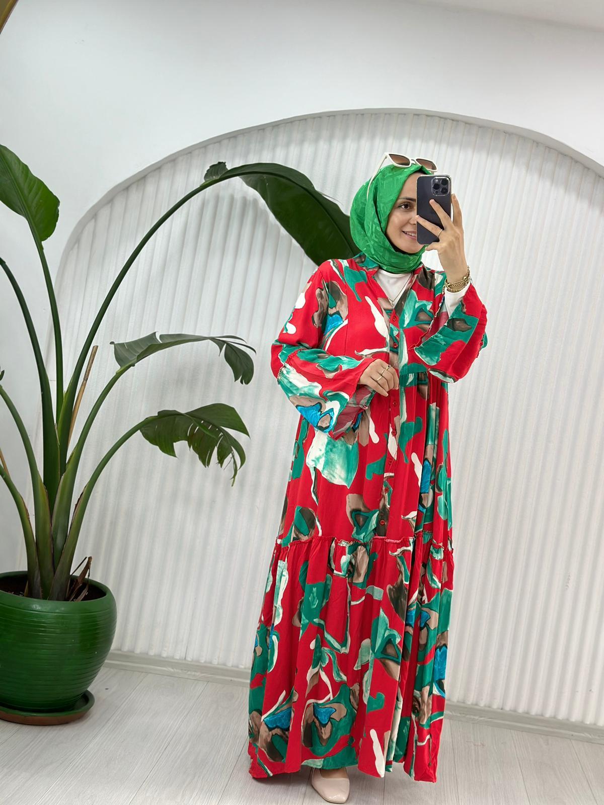 YAZLIK KIRMIZI ELBİSE STD